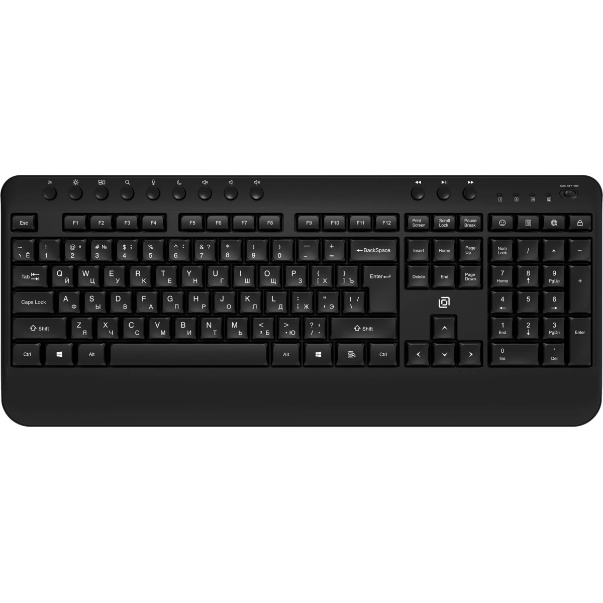 Клавиатура Оклик K257W черный USB беспроводная Multimedia (подставка для запястий) (2070286)