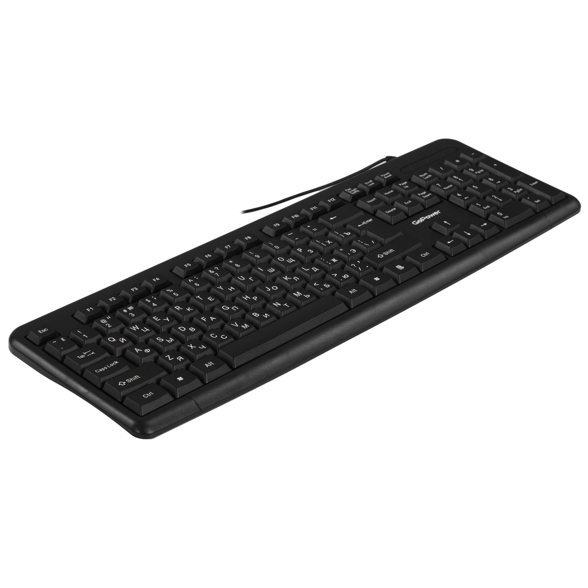 Клавиатура проводная GoPower GPK01 классическая USB 1.35м черный (1/20)