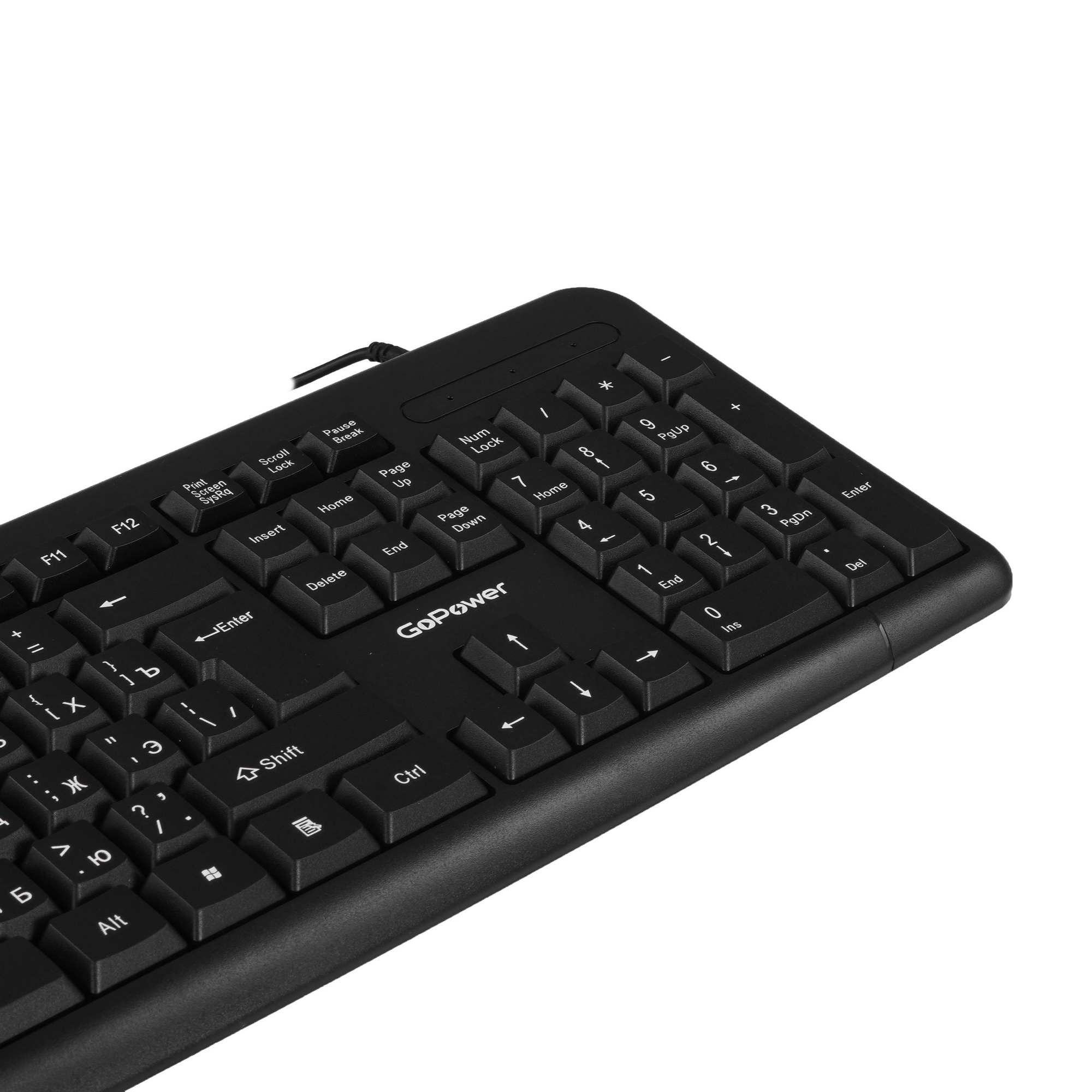 Клавиатура проводная GoPower GPK01 классическая USB 1.35м черный (1/20)
