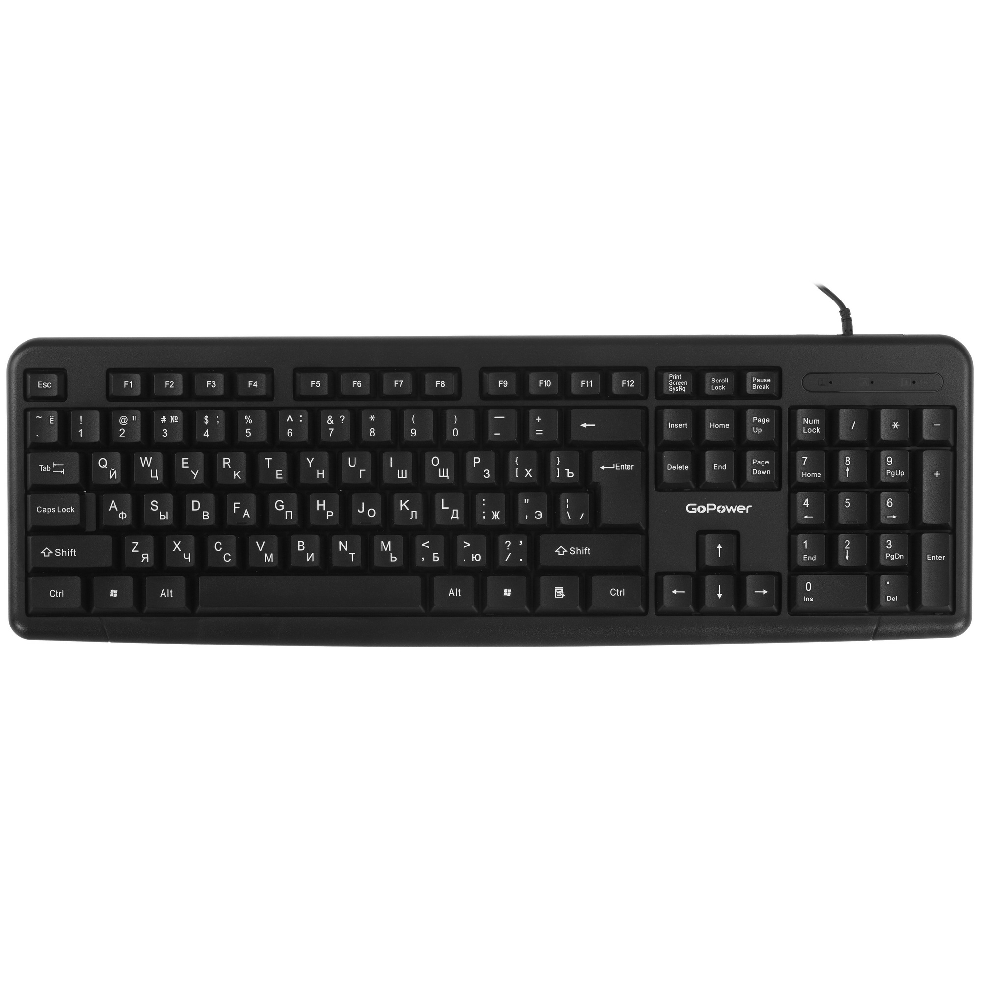 Клавиатура проводная GoPower GPK01 классическая USB 1.35м черный (1/20)