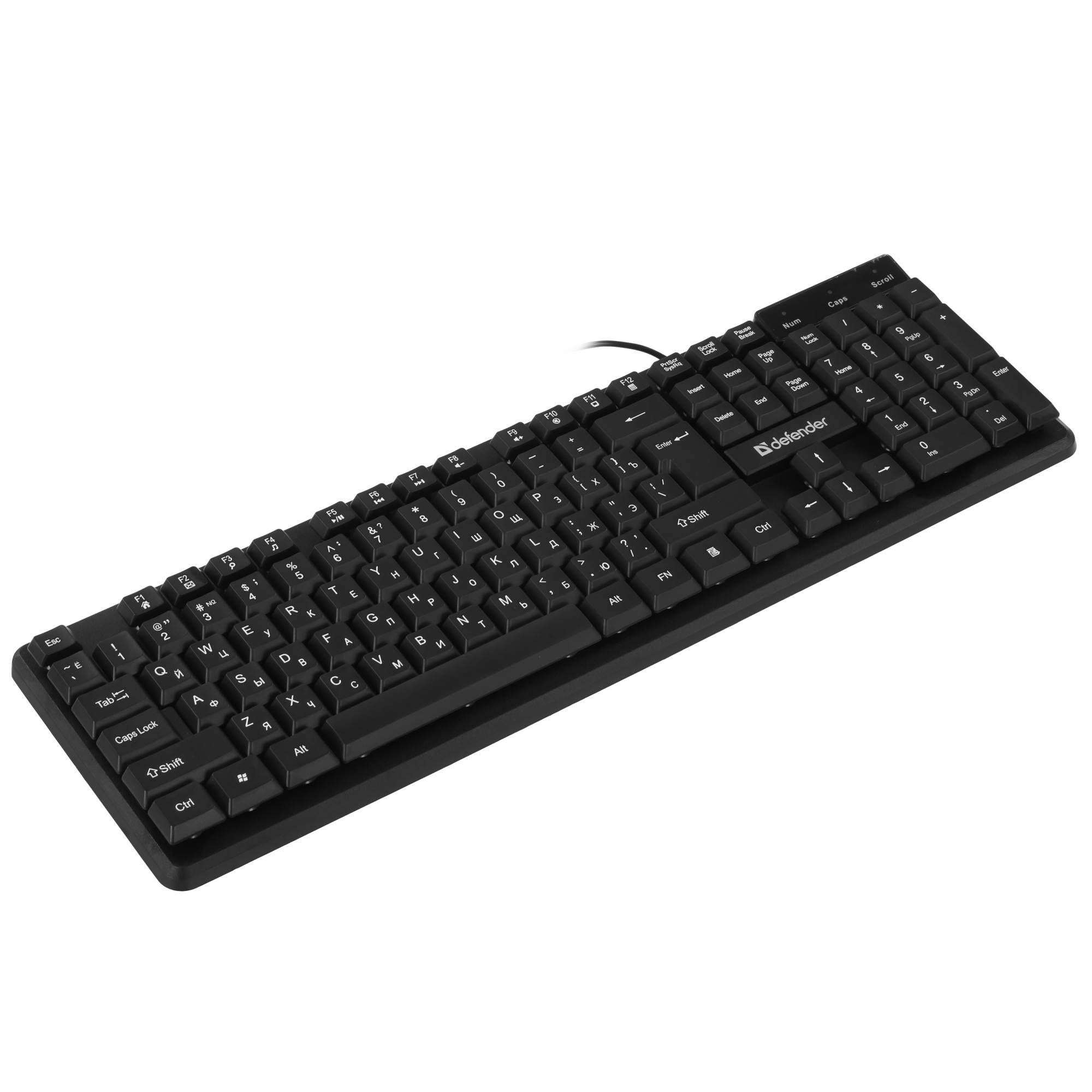 Проводная клавиатура Defender Elemental HB-239 RU, черн,104 кнопки+FN,1.8м