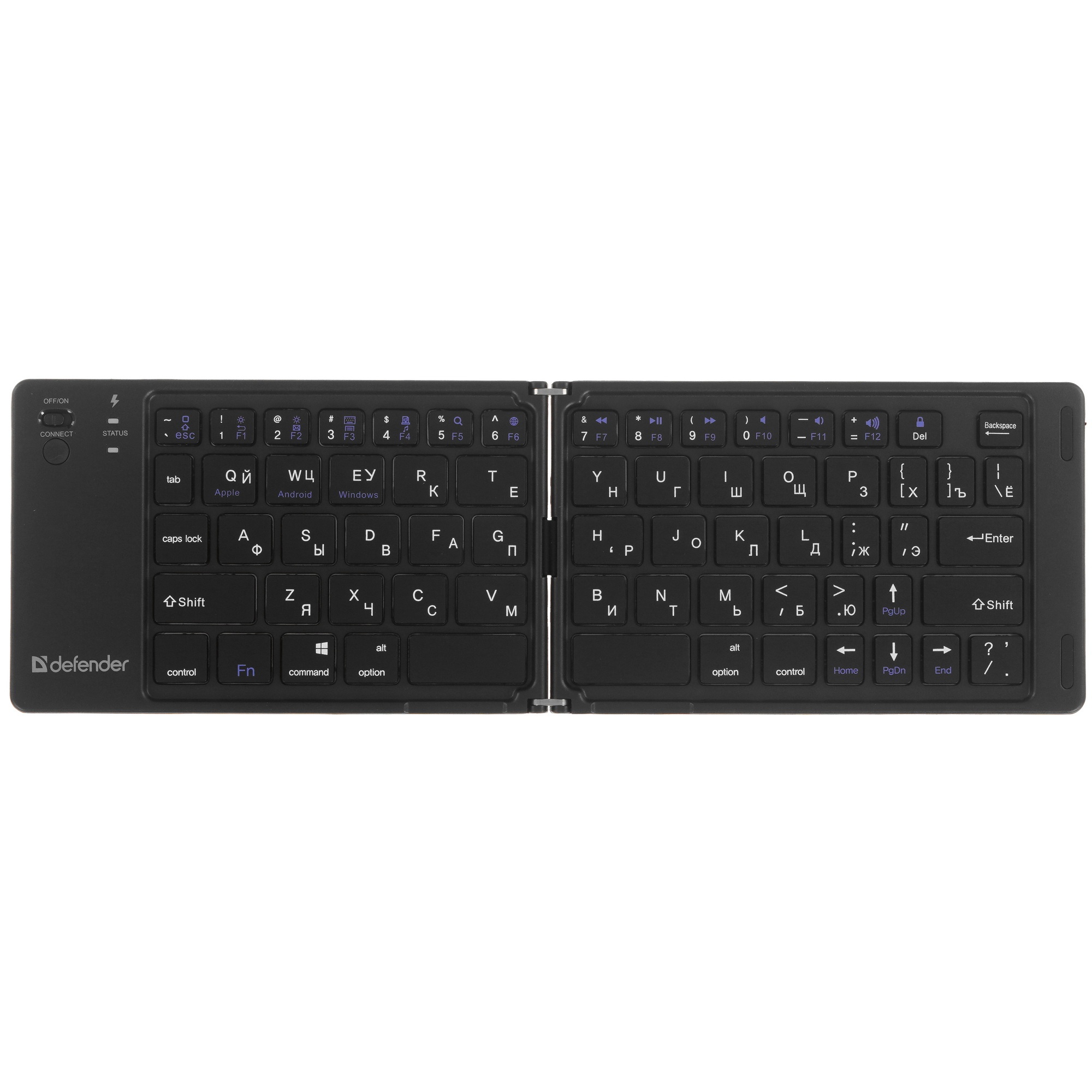 Клавиатура беспроводная Defender Bluetooth 66кн+FN складная черный/бел.кл. Enigma SB-094 45094