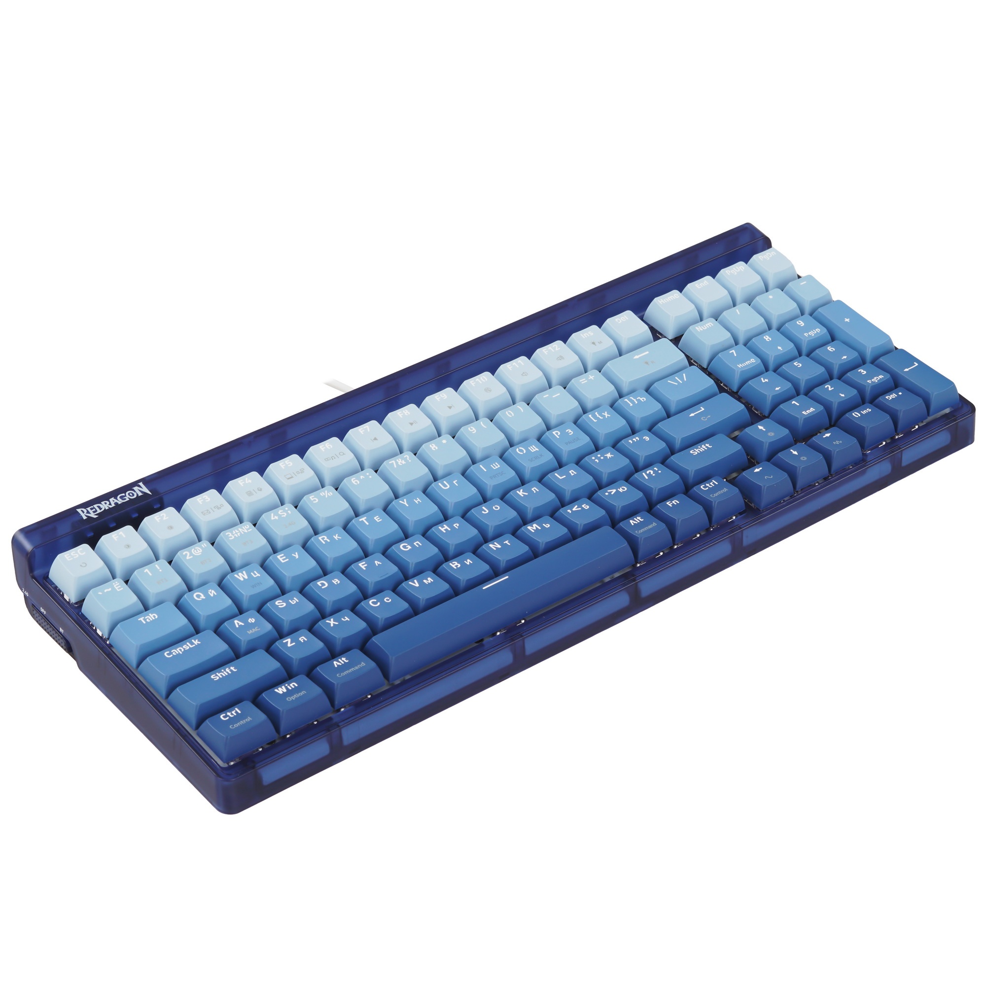 Беспроводная клавиатура Redragon Garen Pro RU RGB, бел/син, градиент,BT+2.4