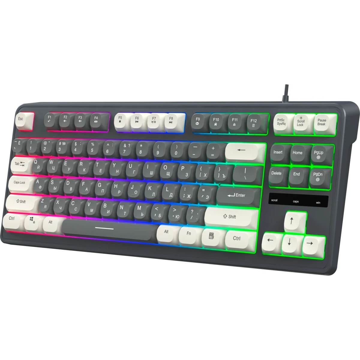 Клавиатура Оклик 711G серый/белый USB Multimedia for gamer LED (1790385) кабель 1.5м