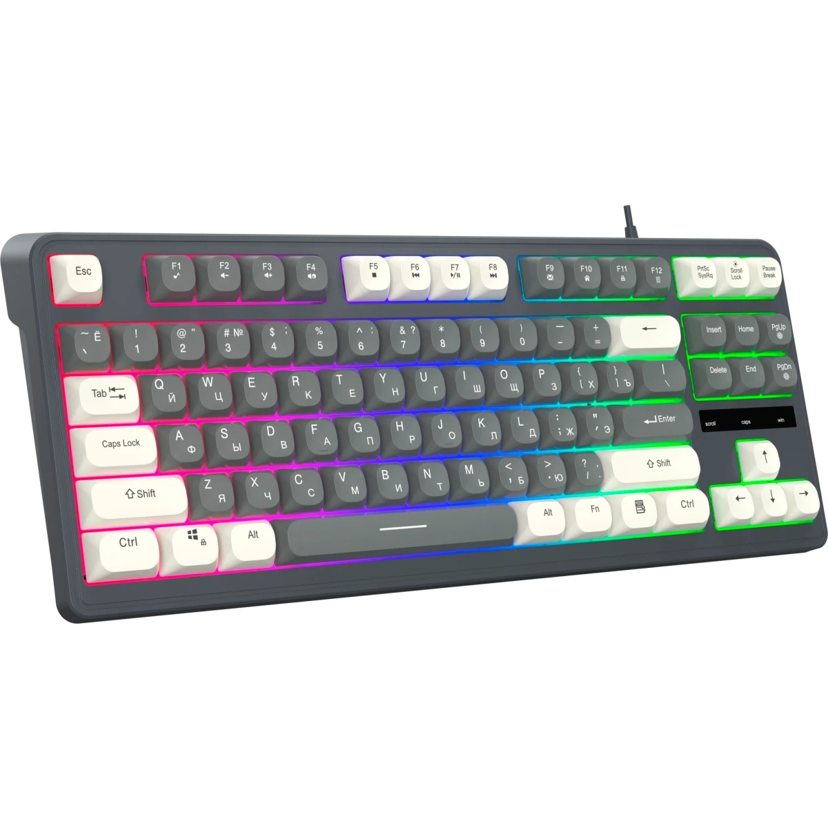 Клавиатура Оклик 711G серый/белый USB Multimedia for gamer LED (1790385) кабель 1.5м