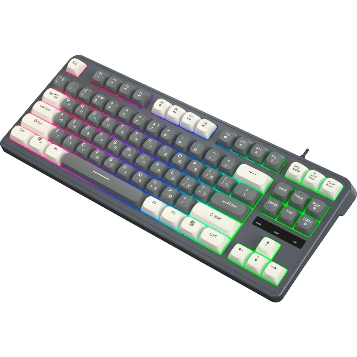 Клавиатура Оклик 711G серый/белый USB Multimedia for gamer LED (1790385) кабель 1.5м