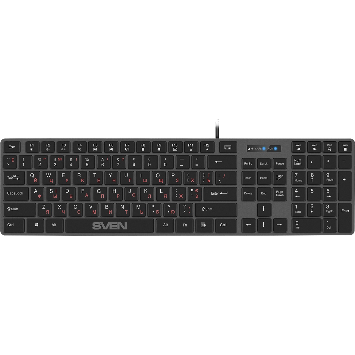 Клавиатура SVEN KB-E5000 серый металлик (slim, 109 кл., USB)