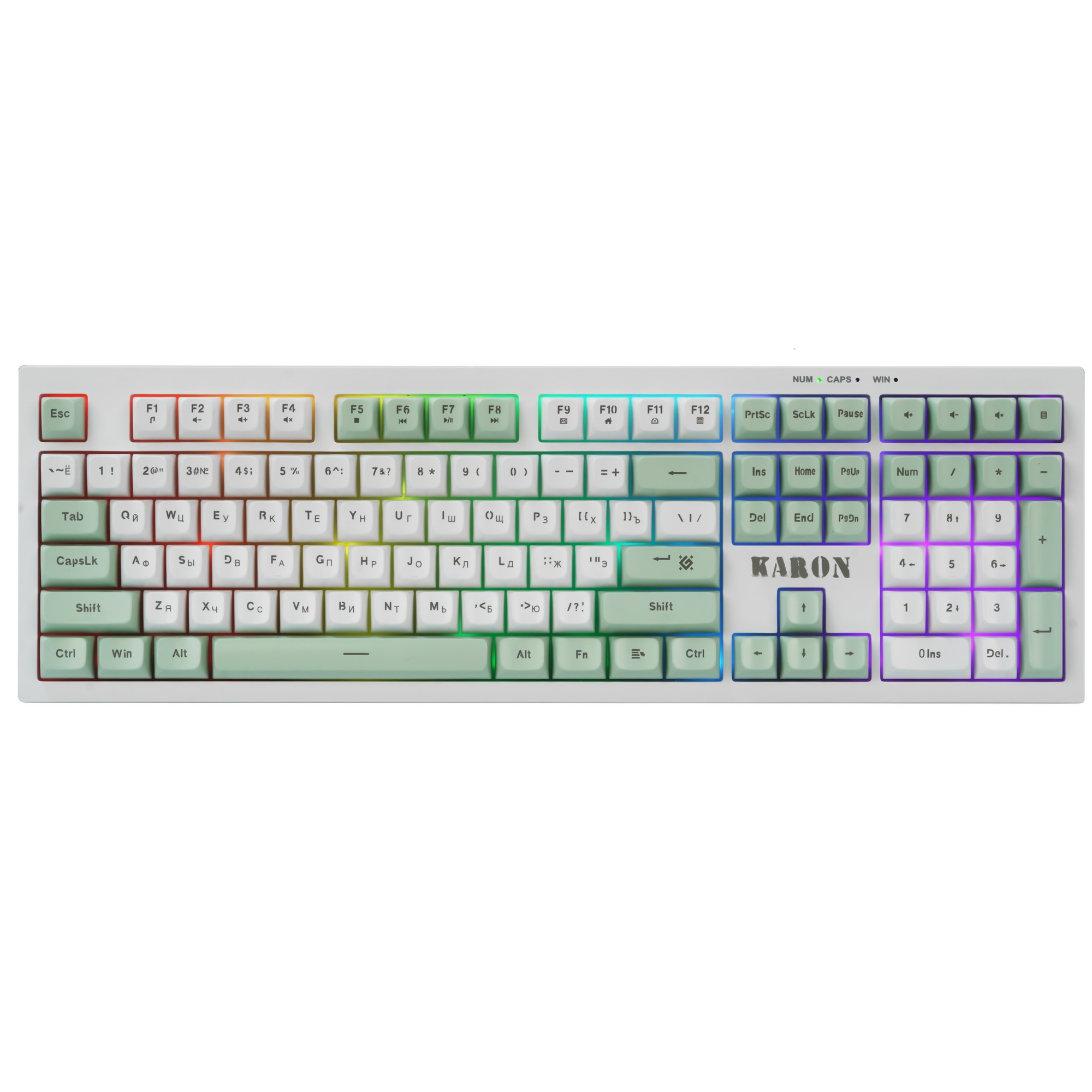 Клавиатура DEFENDER (45129) Karon GK-129 RU,белый/зеленый