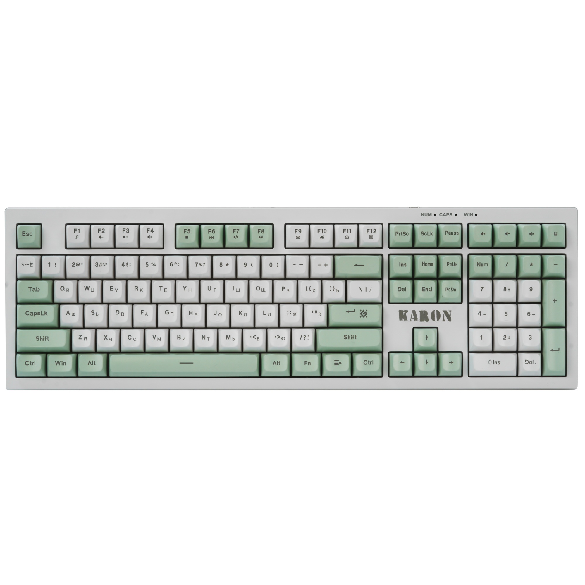 Клавиатура DEFENDER (45129) Karon GK-129 RU,белый/зеленый