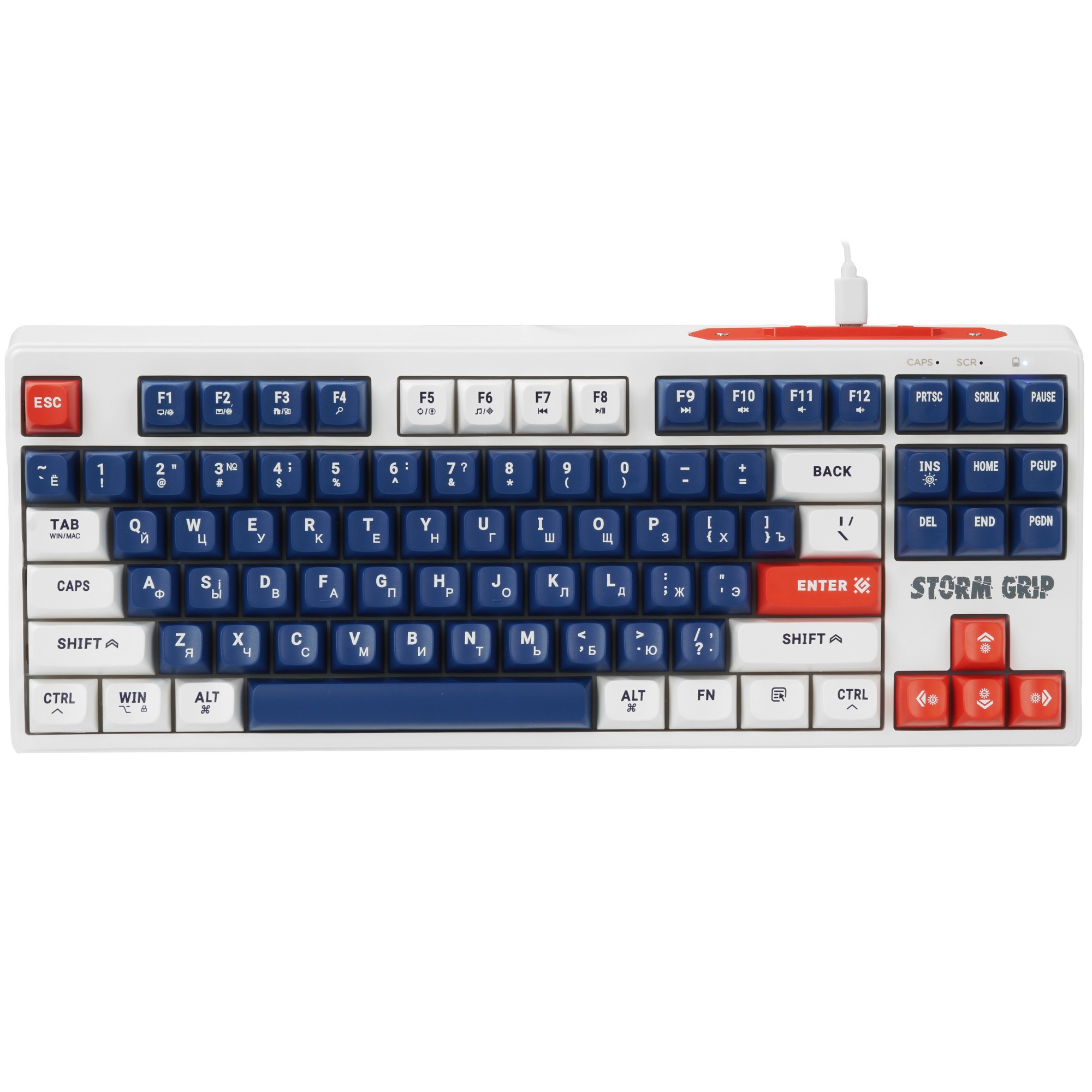 Клавиатура DEFENDER (45188) Storm Grip GK-188 RU,белый/синий