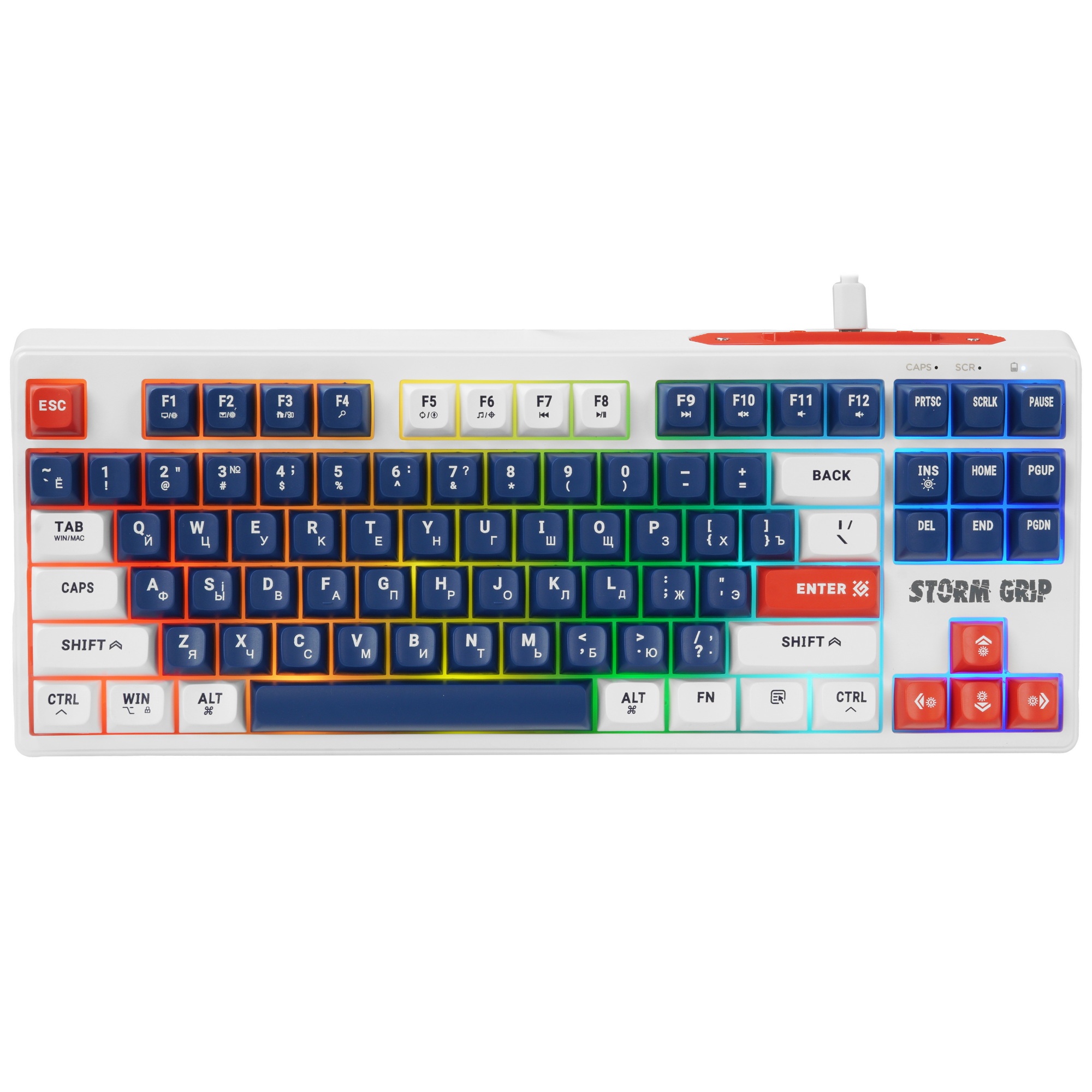 Клавиатура DEFENDER (45188) Storm Grip GK-188 RU,белый/синий