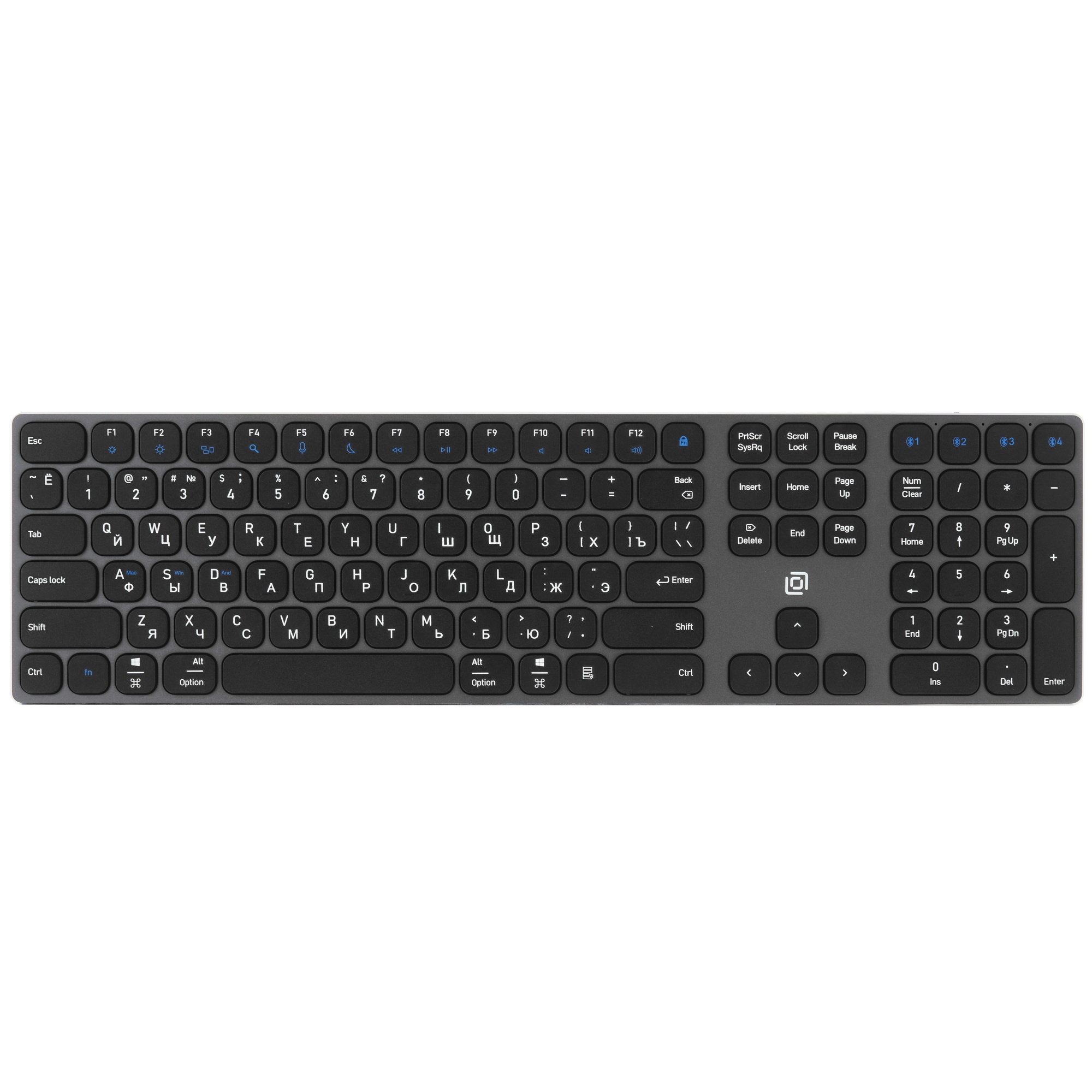 Клавиатура Oklick K867W (2002130) беспроводная, USB, Bluetooth/Радиоканал, серый/черный