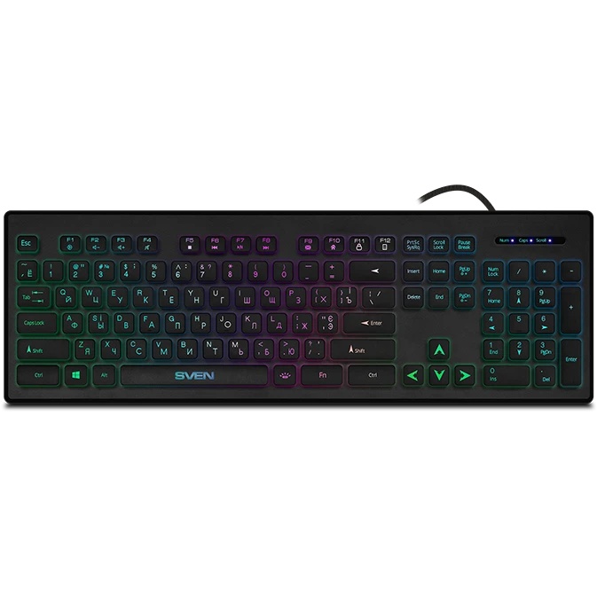 Игровая клавиатура SVEN KB-C7500EL черная (USB, 104 кл., RGB подсветка)
