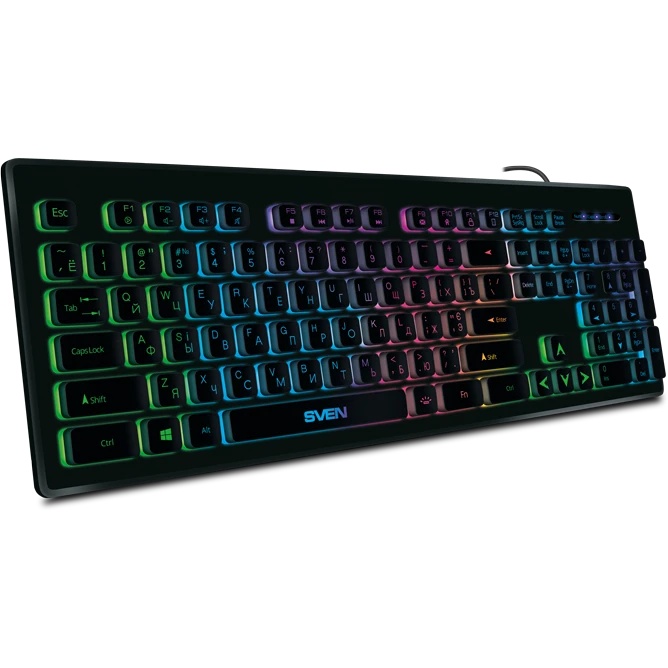 Игровая клавиатура SVEN KB-C7500EL черная (USB, 104 кл., RGB подсветка)