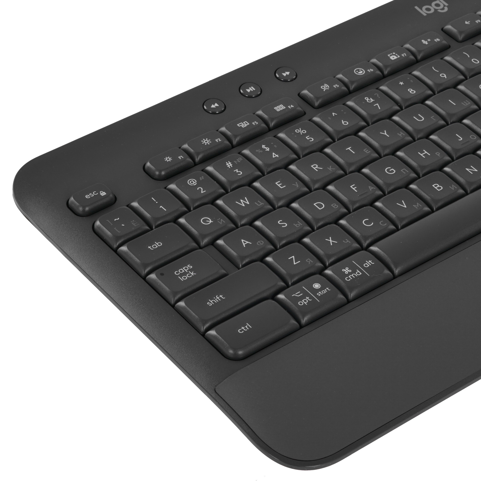 Клавиатура Logitech K650 черный USB беспроводная BT/Radio (подставка для запястий) (920-010954)