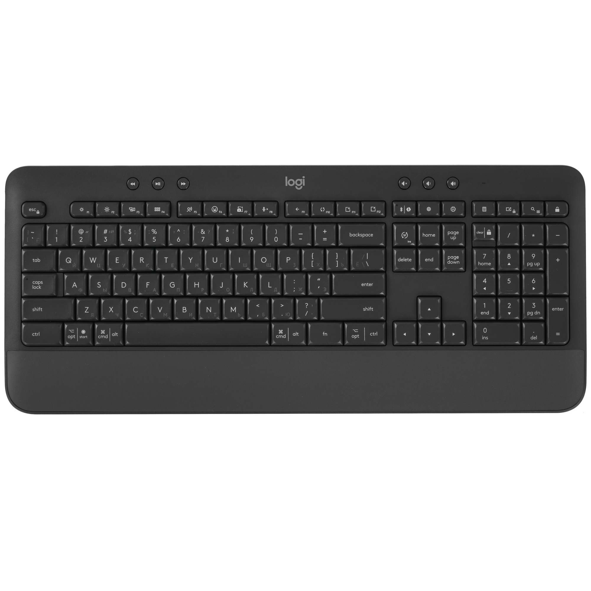 Клавиатура Logitech K650 черный USB беспроводная BT/Radio (подставка для запястий) (920-010954)