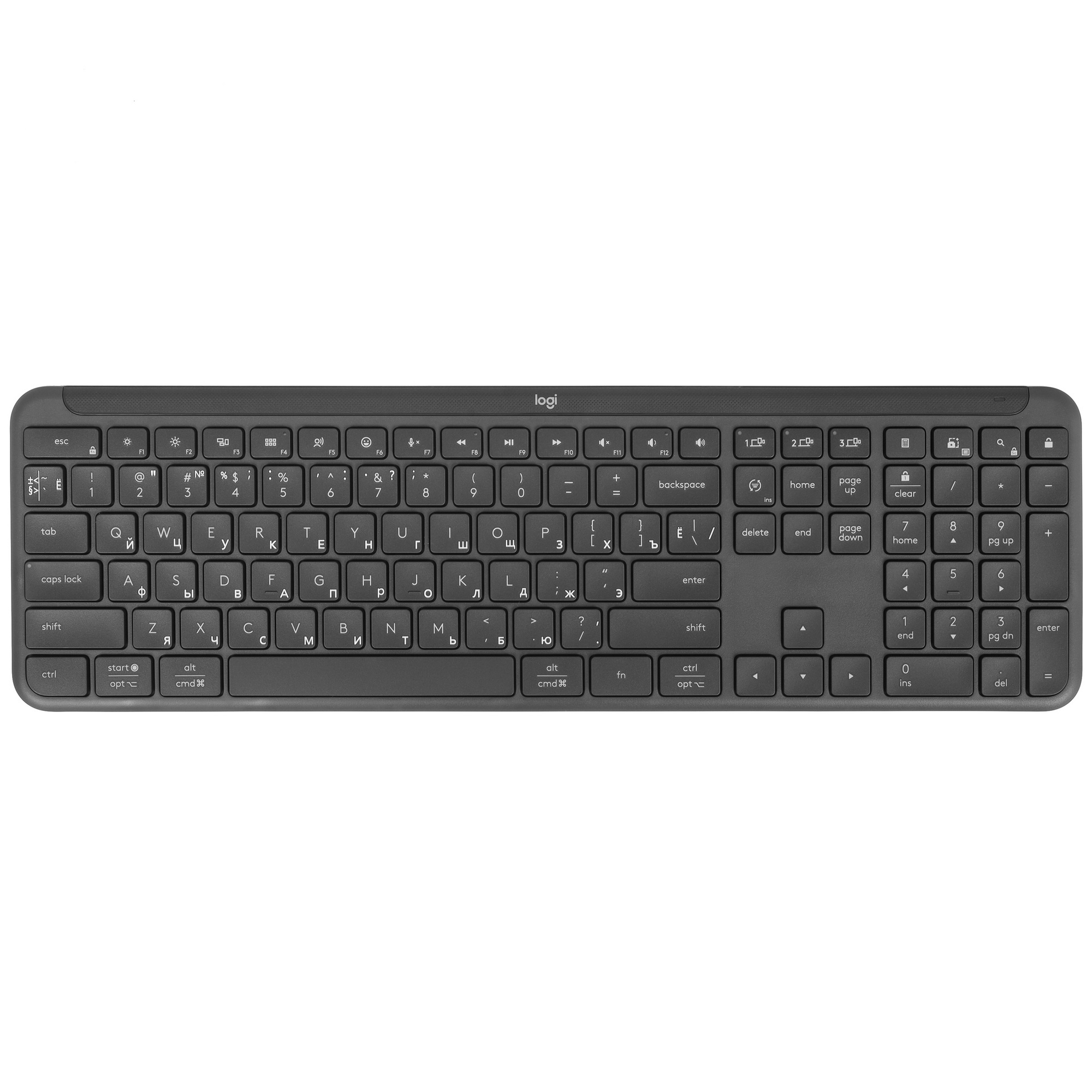 Клавиатура Logitech K950 черный USB беспроводная BT/Radio slim (920-012434)