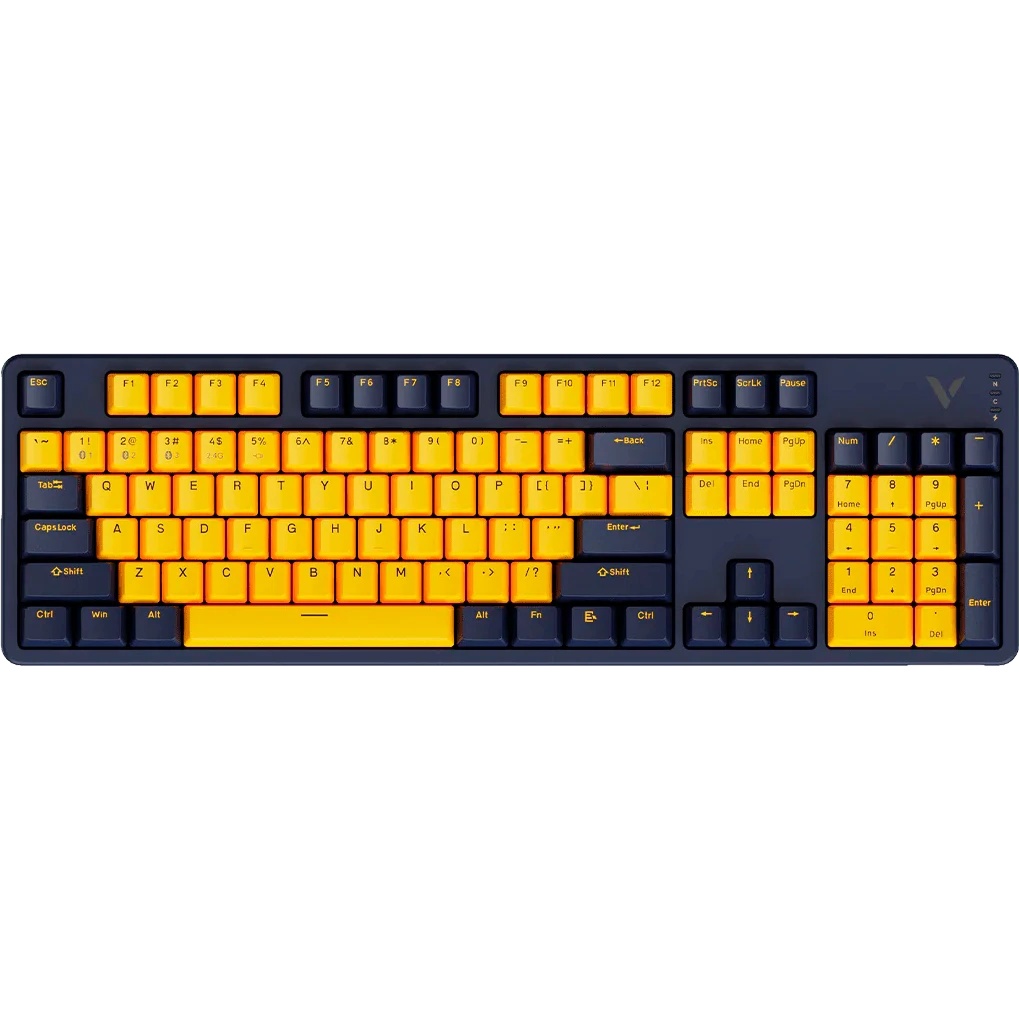 Игровая механическая клавиатура проводная/беспроводная RAPOO V500PRO-Multi-Mode, цвет - желтый/синий