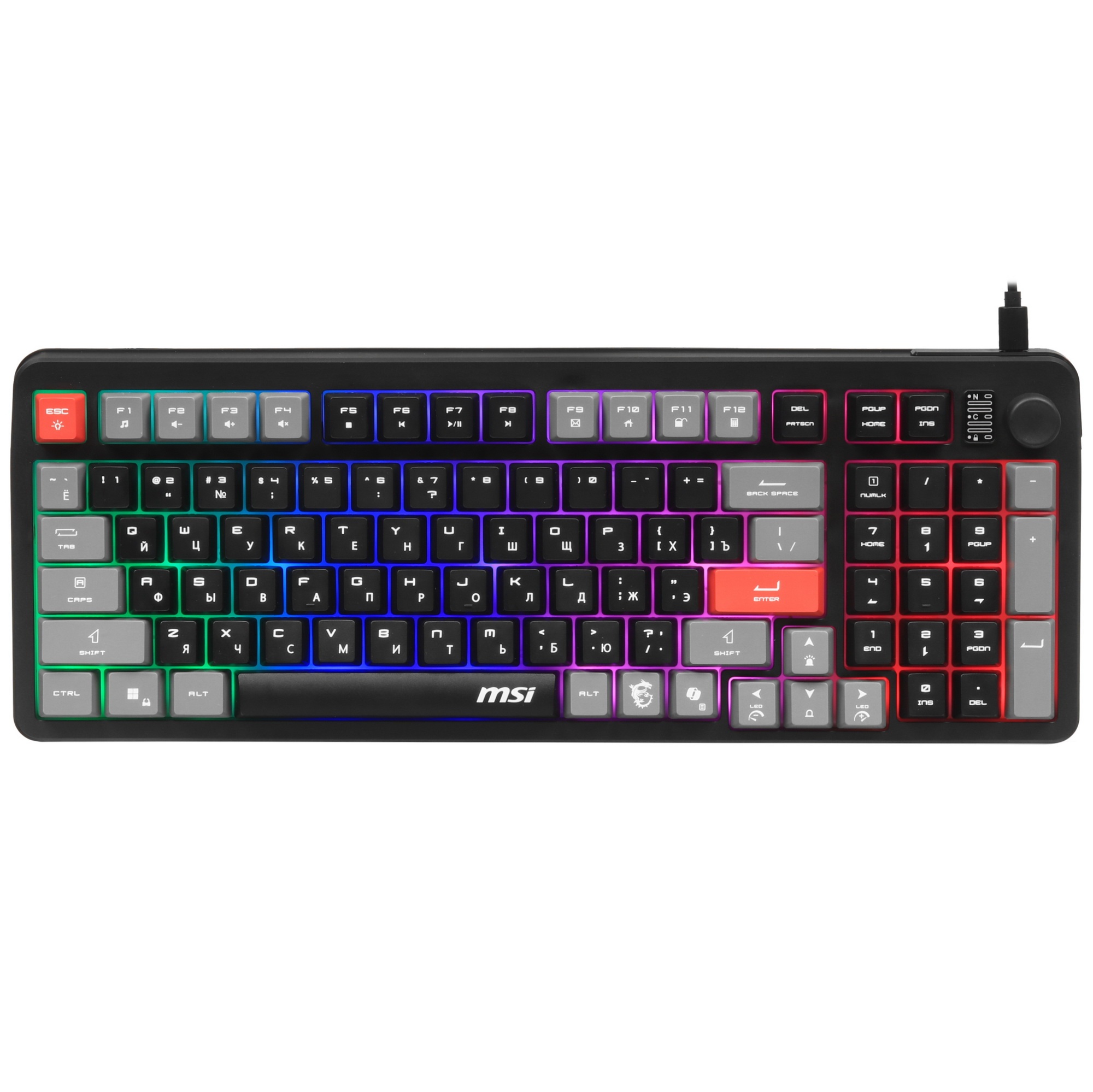 Клавиатура MSI GK110 черный/серый USB for gamer LED (S11-04RU258-HH9)