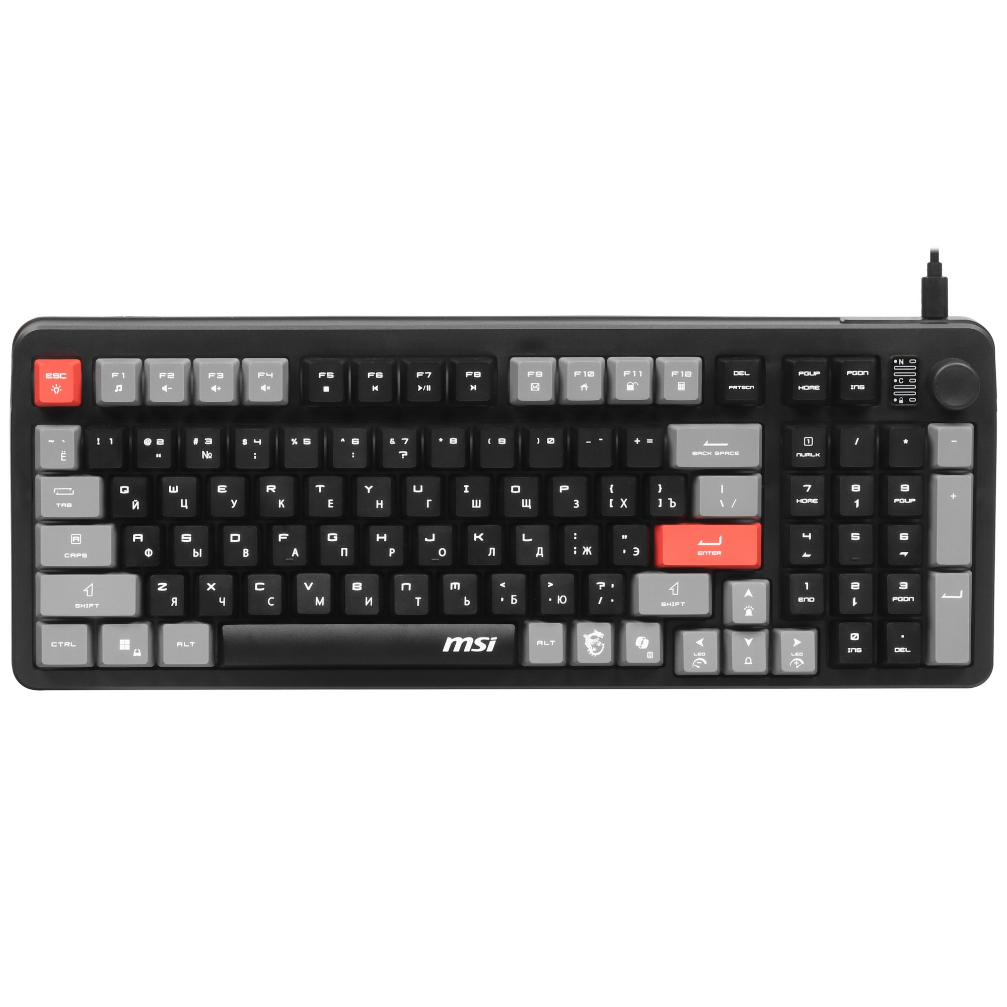 Клавиатура MSI GK110 черный/серый USB for gamer LED (S11-04RU258-HH9)