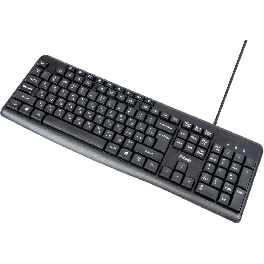 Клавиатура Filum FL-KB10-BK USB 113 кл., мембранная, черная, Windows XP/Vista/7/8/10, MacOS