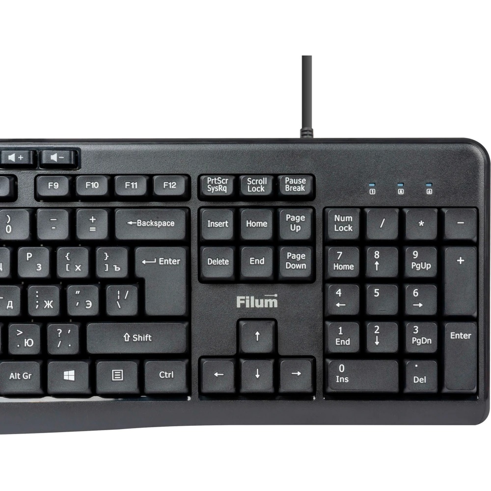 Клавиатура Filum FL-KB10-BK USB 113 кл., мембранная, черная, Windows XP/Vista/7/8/10, MacOS