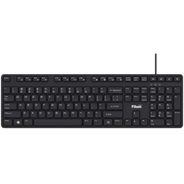 Клавиатура Filum FL-KB15-BK USB 108 кл., мембранная, черная, Windows XP/Vista/7/8/10, MacOS