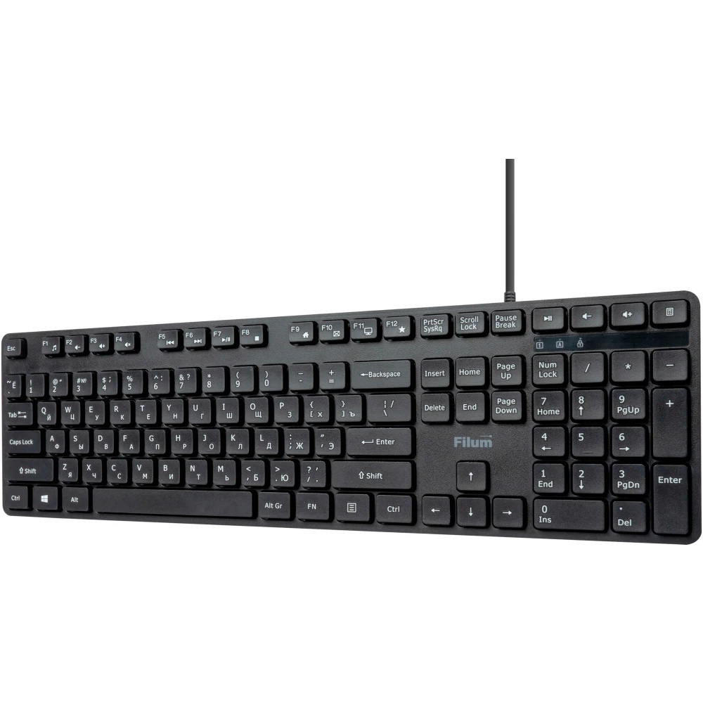Клавиатура Filum FL-KB15-BK USB 108 кл., мембранная, черная, Windows XP/Vista/7/8/10, MacOS