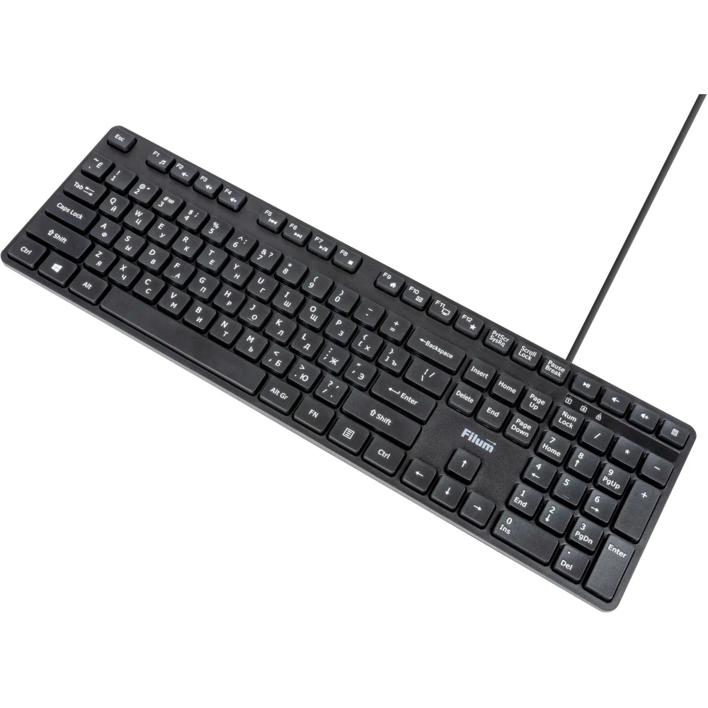 Клавиатура Filum FL-KB15-BK USB 108 кл., мембранная, черная, Windows XP/Vista/7/8/10, MacOS