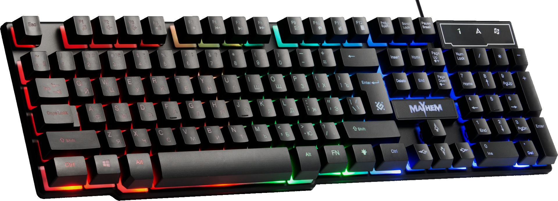 Клавиатура Defender Mayhem GK-360DL RU [45360] {, RGB подсветка, 19 Anti-Ghost}