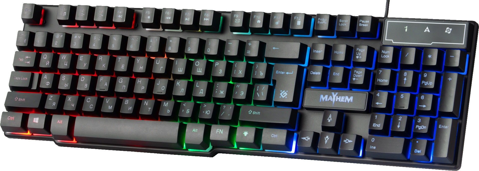 Клавиатура Defender Mayhem GK-360DL RU [45360] {, RGB подсветка, 19 Anti-Ghost}