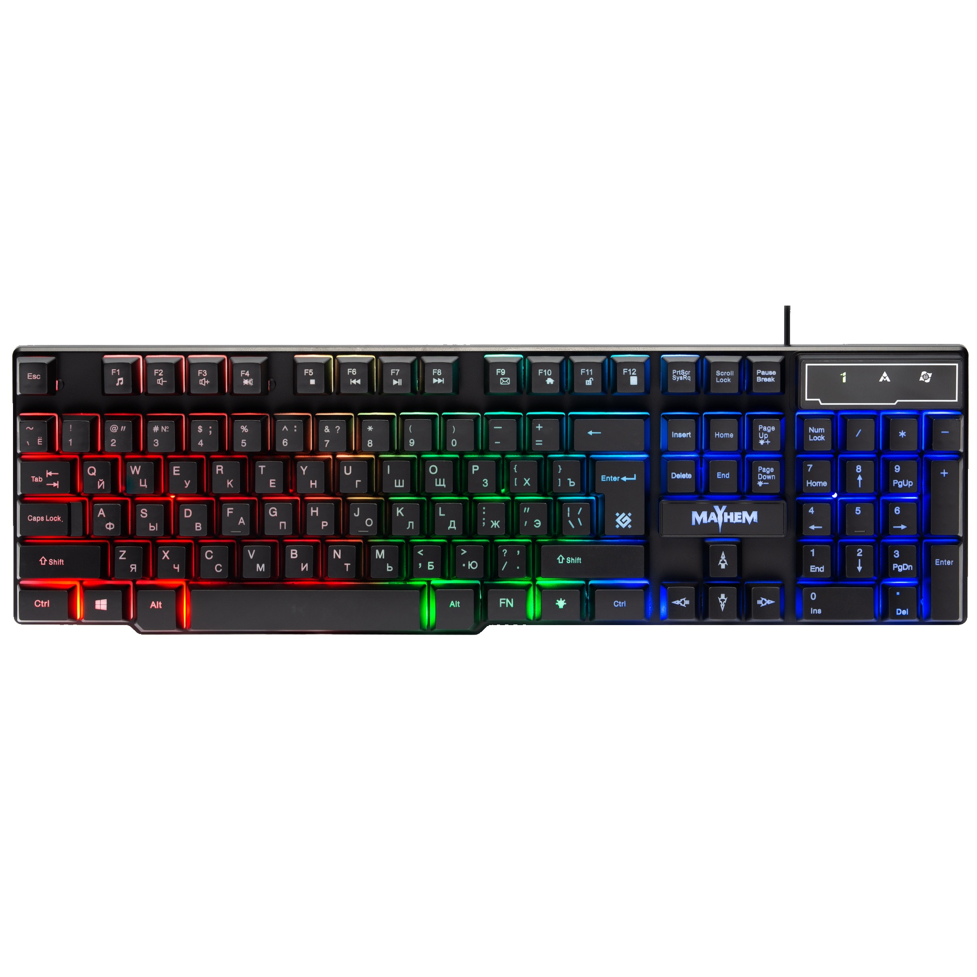 Клавиатура Defender Mayhem GK-360DL RU [45360] {, RGB подсветка, 19 Anti-Ghost}