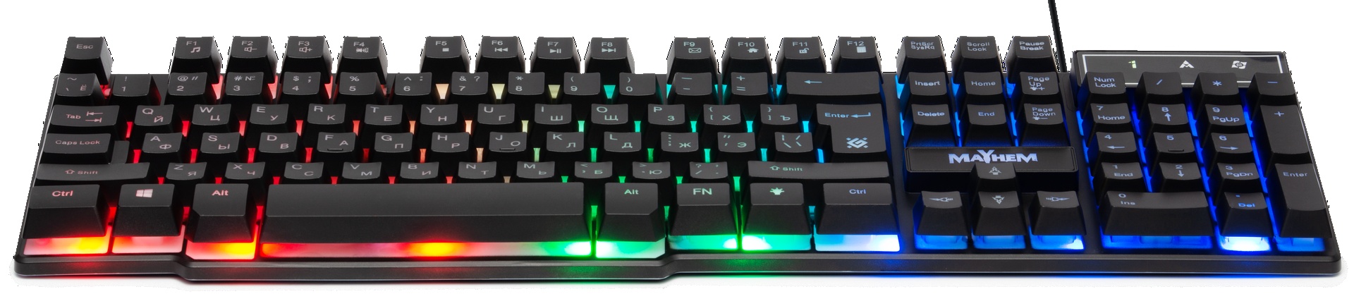 Клавиатура Defender Mayhem GK-360DL RU [45360] {, RGB подсветка, 19 Anti-Ghost}