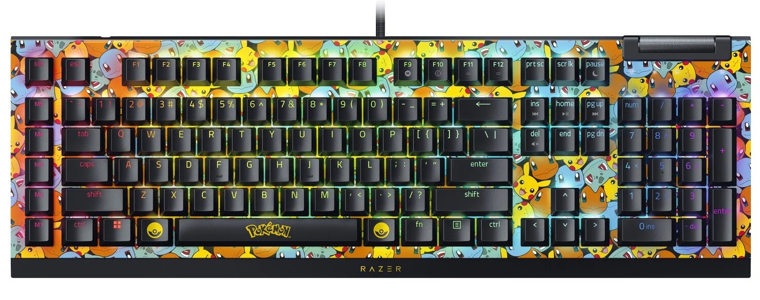 Игровая клавиатура Razer BlackWidow V4 X (Green Switch) - Pokemon Kanto Starters Ed. - US Layout/ Ra