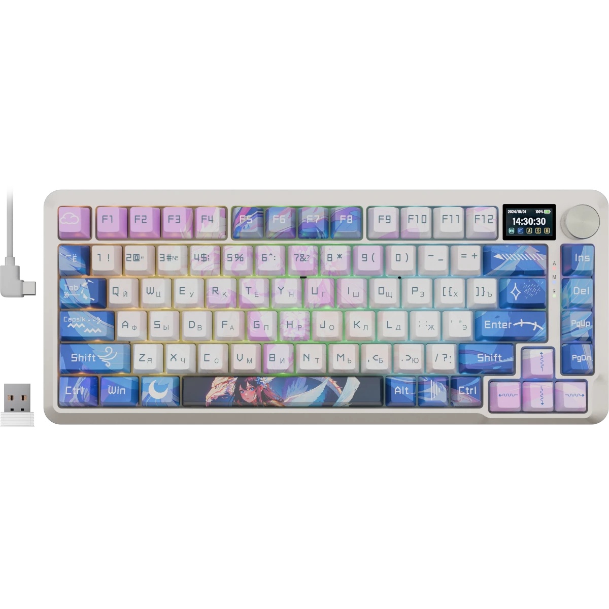 Клавиатура беспроводная DEFENDER Redragon Flekact Pro violet/white (USB/BT, 81 клавиша) (72616)