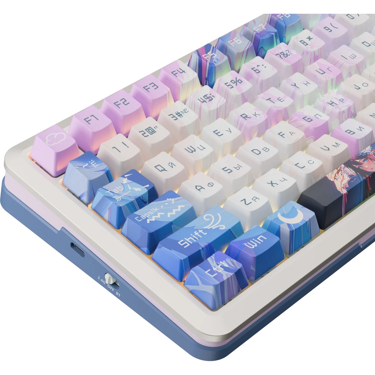Клавиатура беспроводная DEFENDER Redragon Flekact Pro violet/white (USB/BT, 81 клавиша) (72616)
