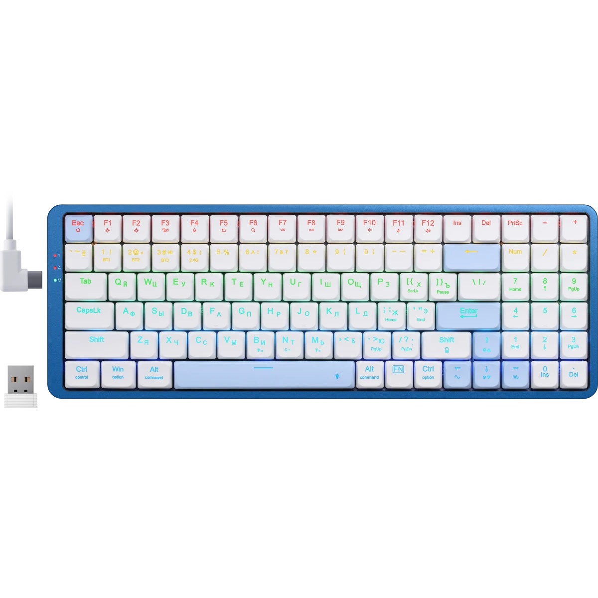 Клавиатура беспроводная DEFENDER Redragon Eva Pro white/blue (USB/BT, 96 клавиши) (72369)