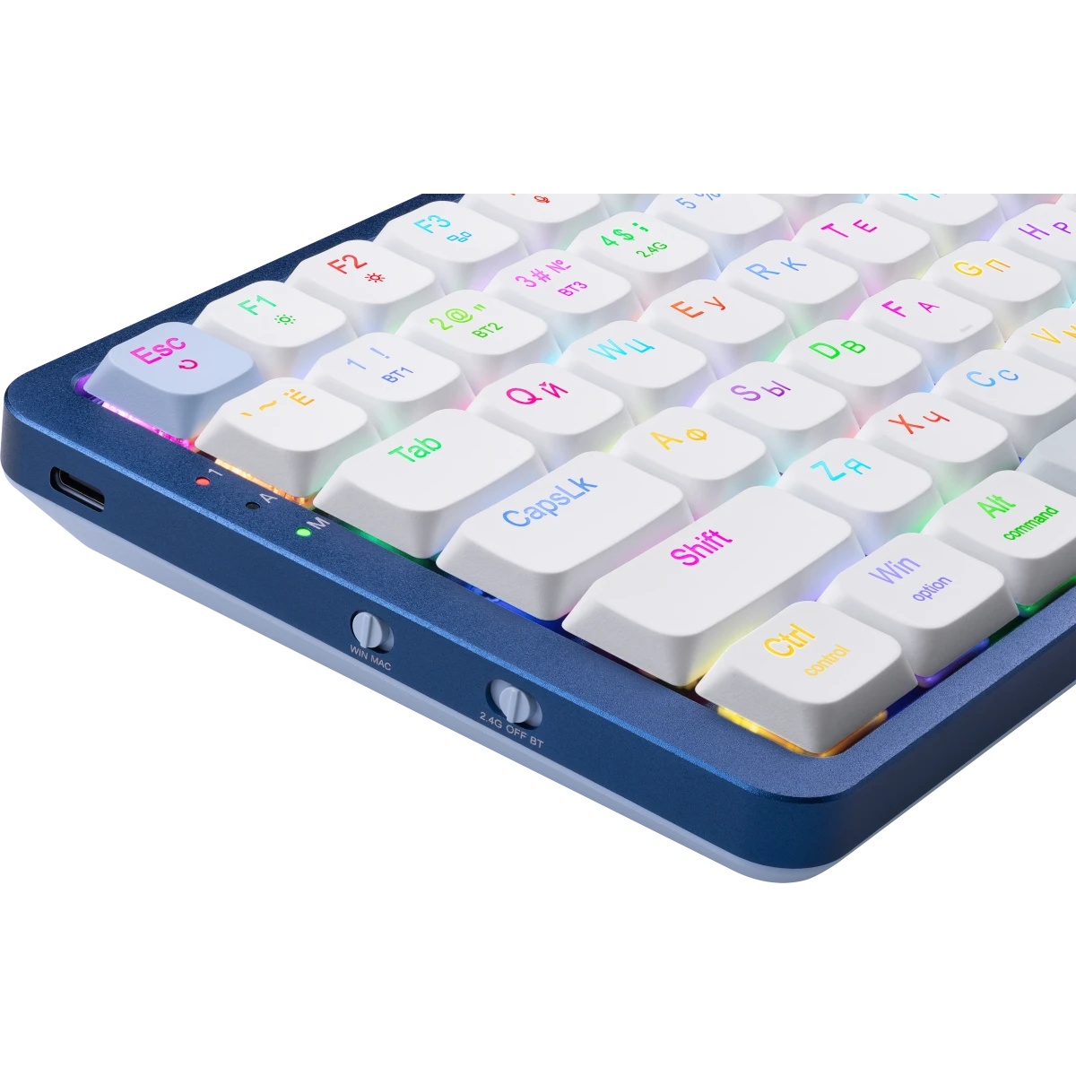 Клавиатура беспроводная DEFENDER Redragon Eva Pro white/blue (USB/BT, 96 клавиши) (72369)