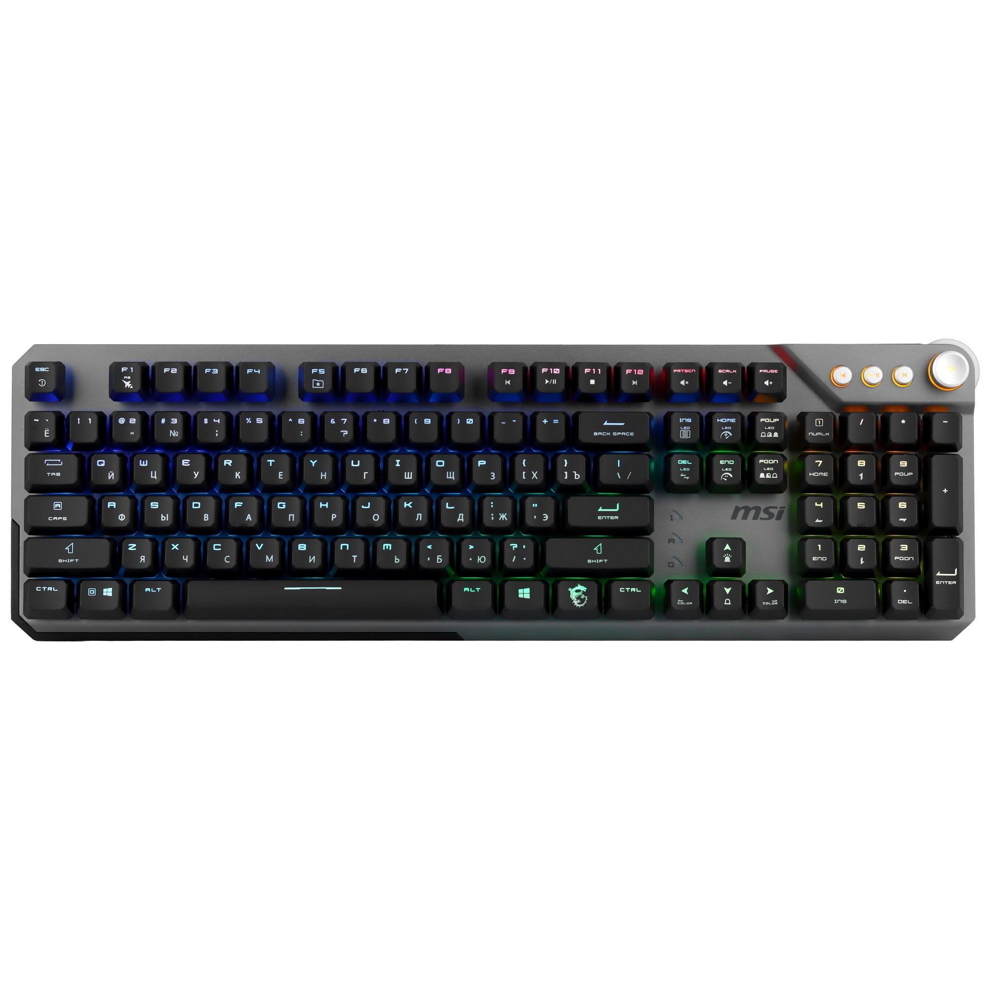 Клавиатура MSI STRIKE 600 Silent механическая серый/черный USB Multimedia for gamer LED (подставка д