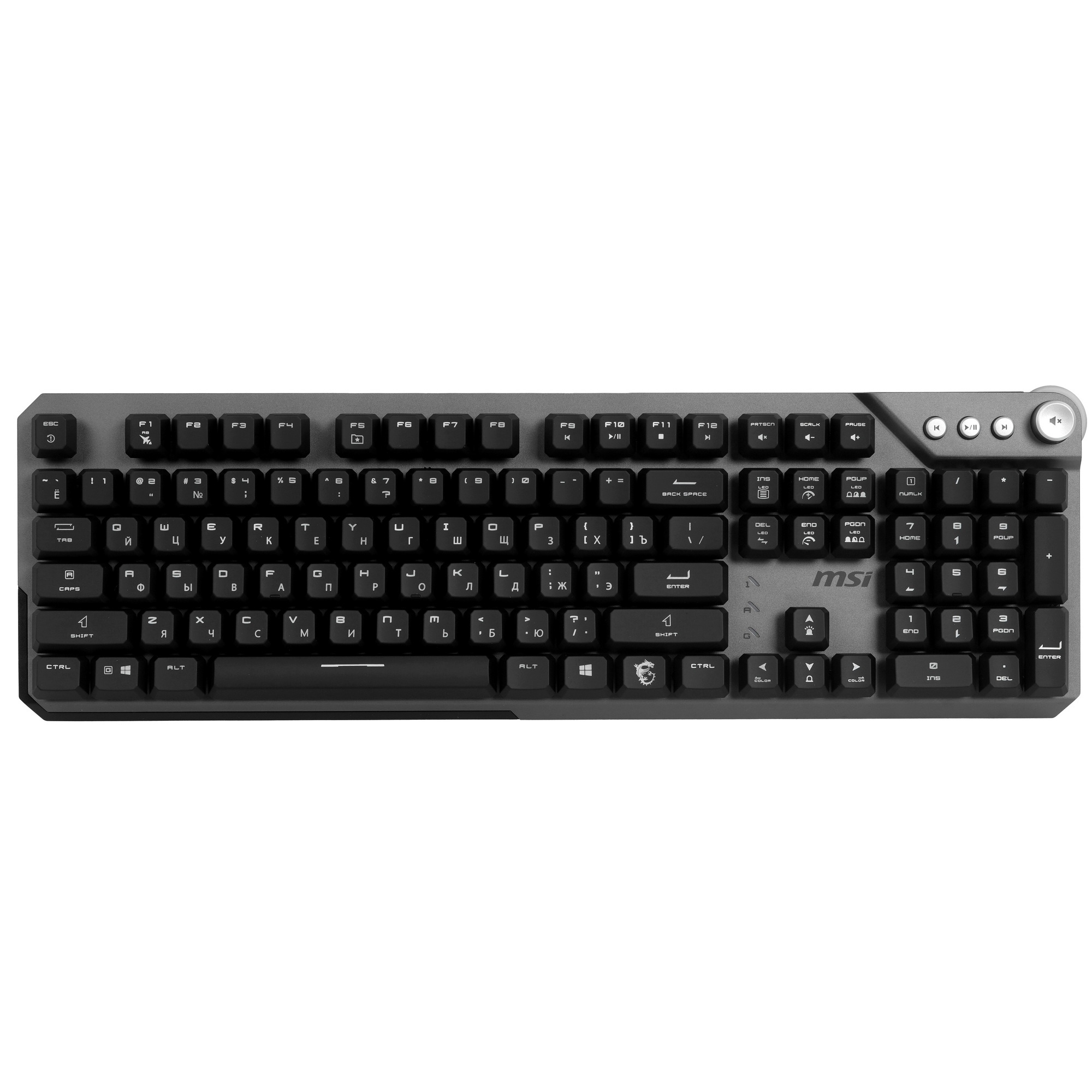 Клавиатура MSI STRIKE 600 Silent механическая серый/черный USB Multimedia for gamer LED (подставка д