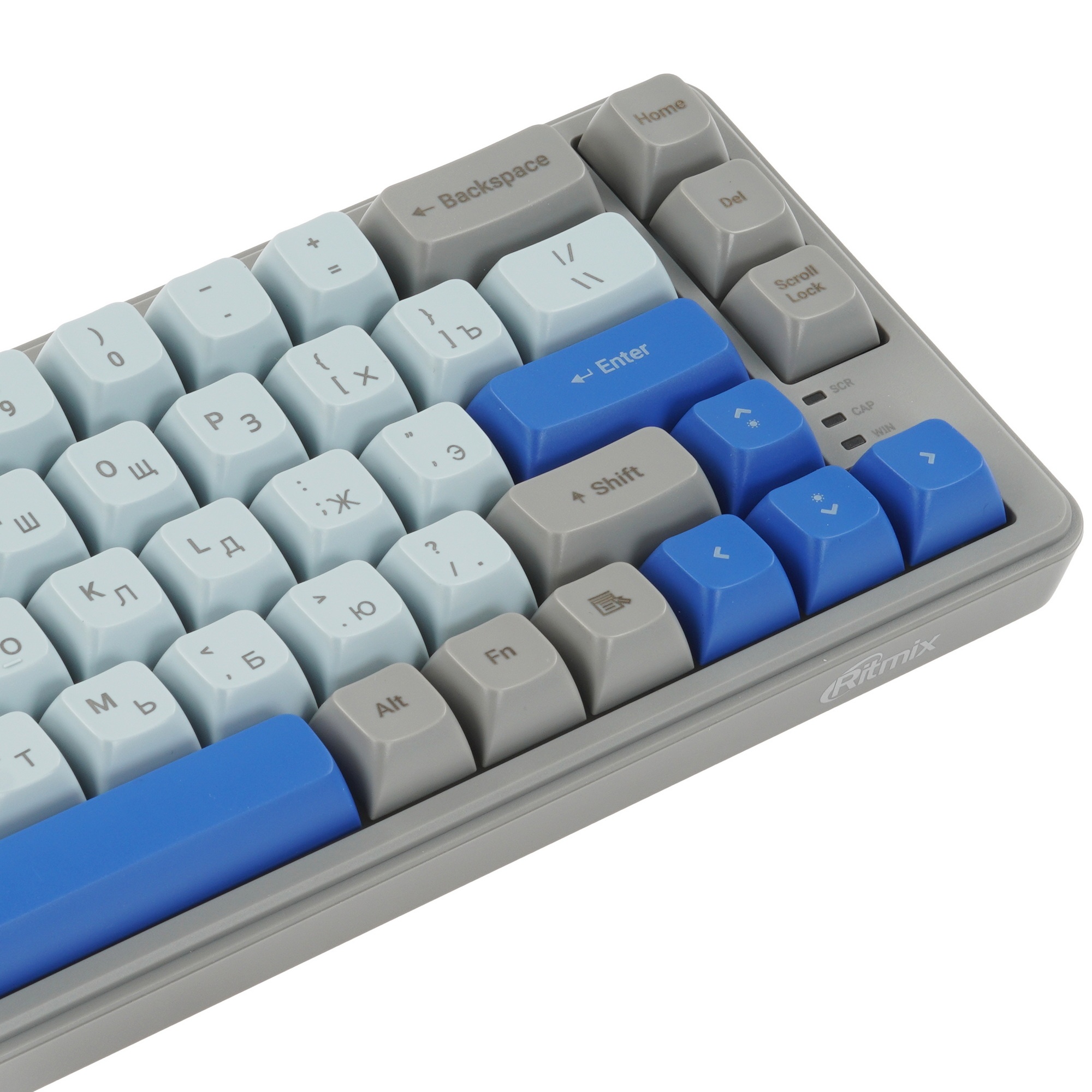 Клавиатура проводная Ritmix RKB-568BL Blue голубой-серый
