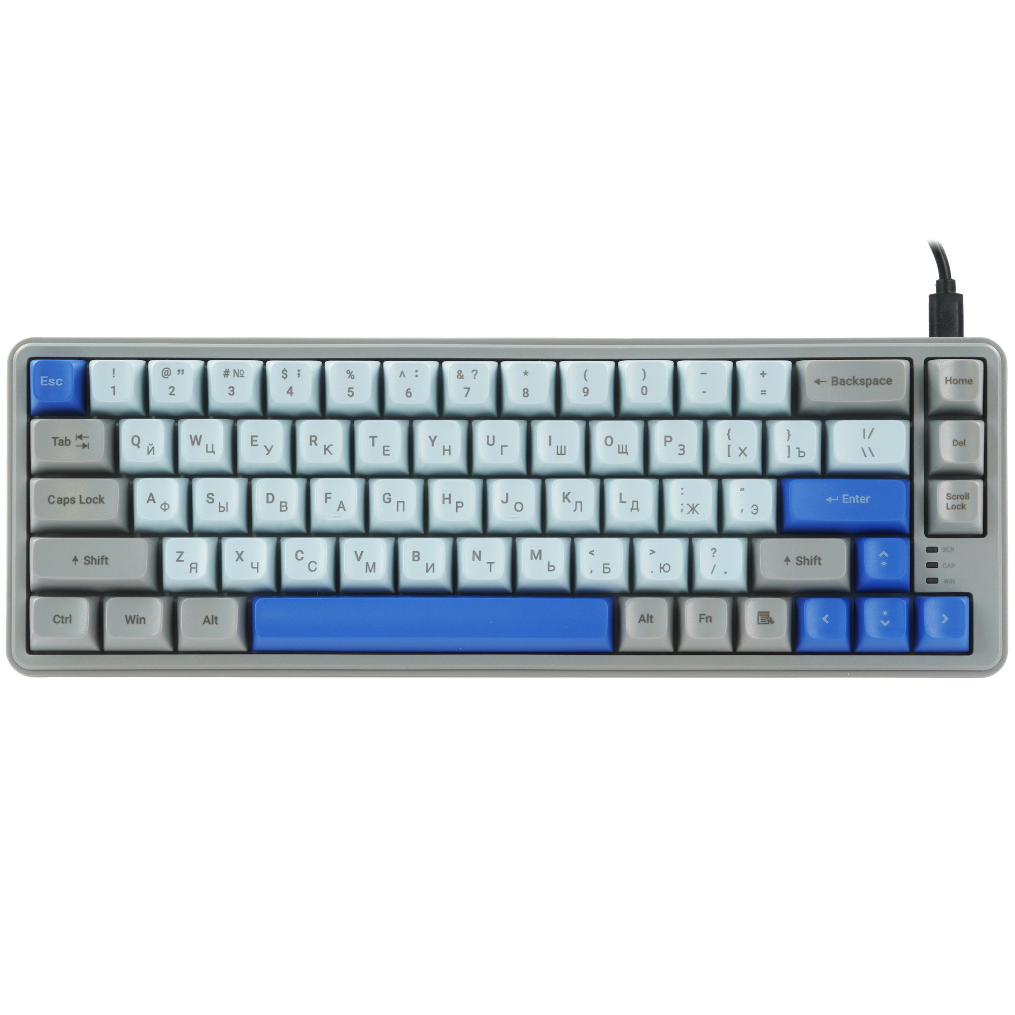 Клавиатура проводная Ritmix RKB-568BL Blue голубой-серый