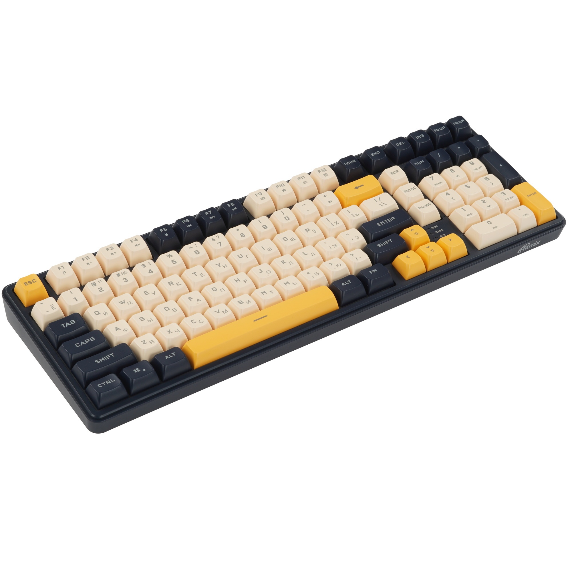 Клавиатура проводная Ritmix RKB-602BL Dark Blue синий-оранжевый-бежевый