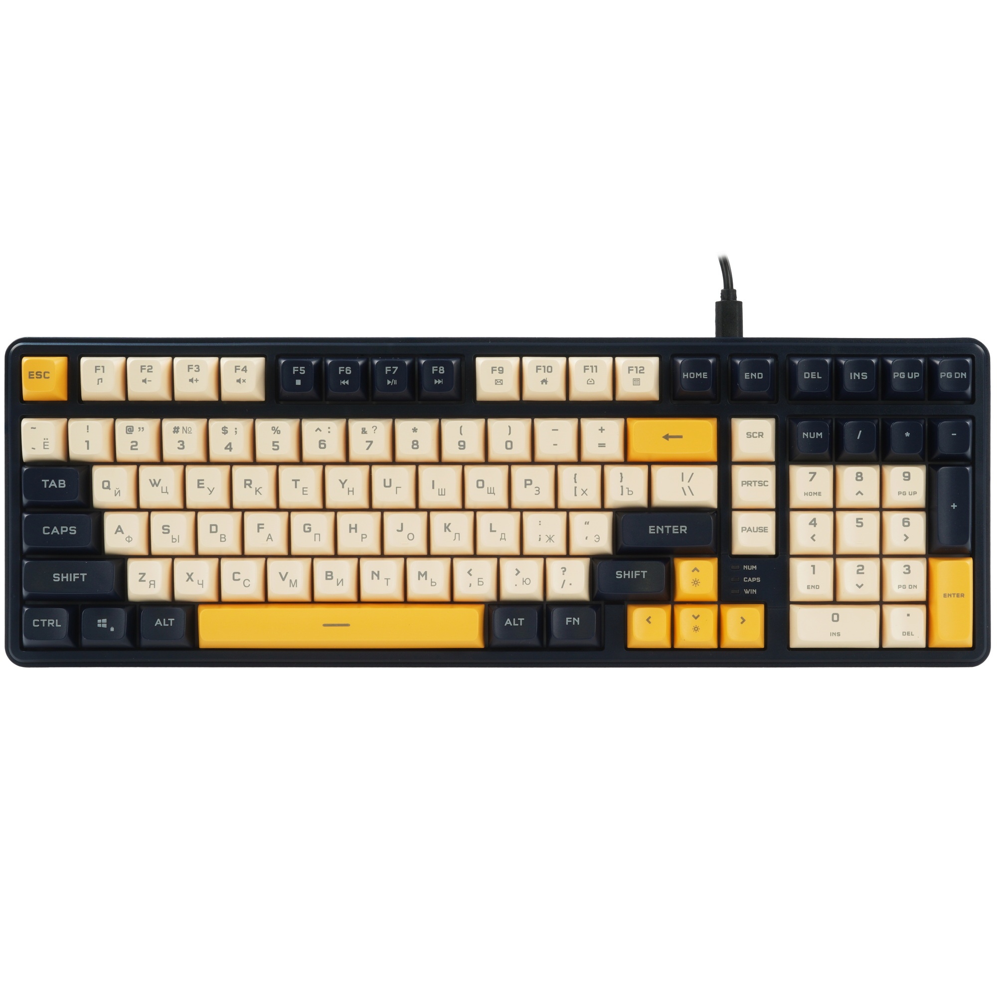 Клавиатура проводная Ritmix RKB-602BL Dark Blue синий-оранжевый-бежевый