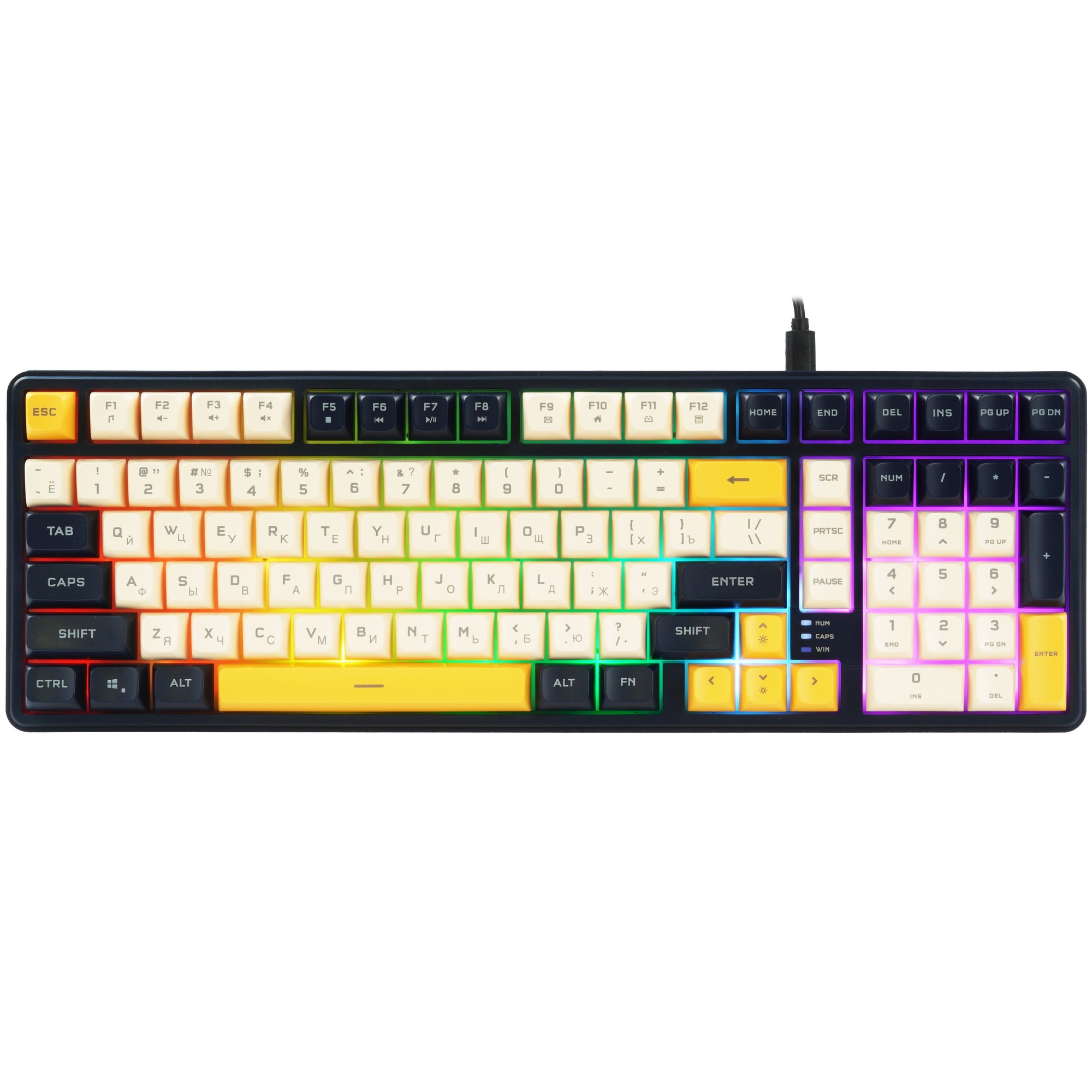 Клавиатура проводная Ritmix RKB-602BL Dark Blue синий-оранжевый-бежевый