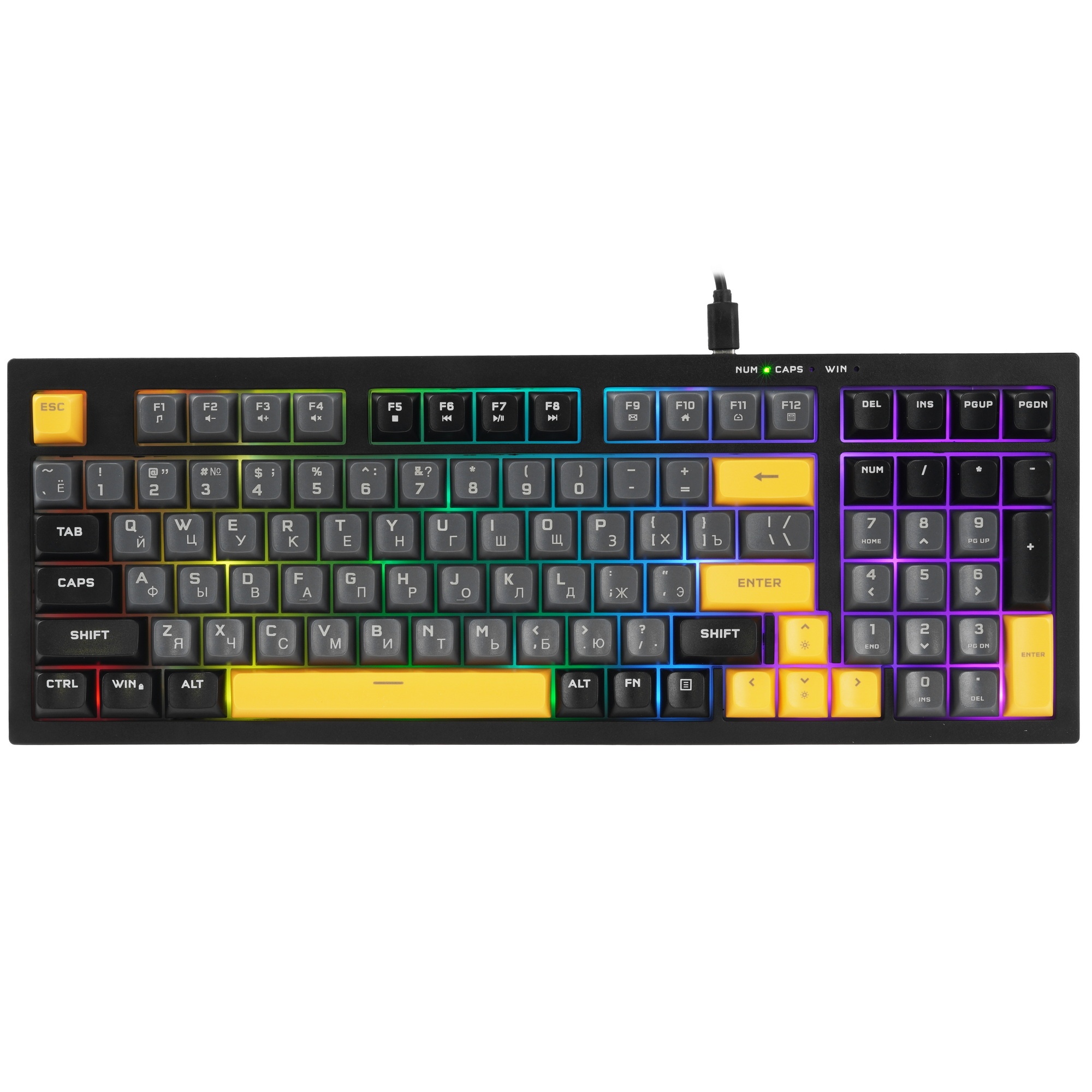 Клавиатура проводная Ritmix RKB-598BL Gray серый-голубой