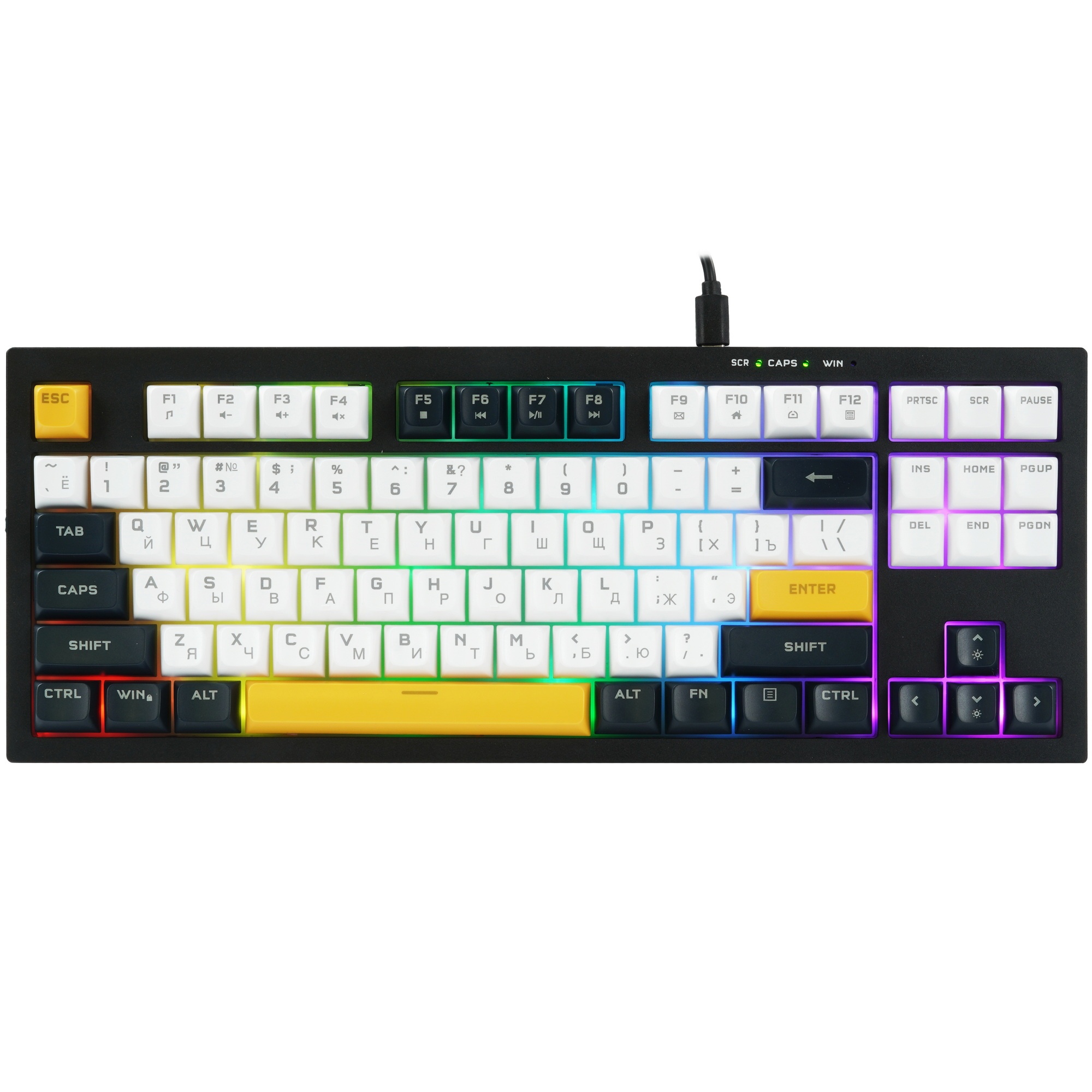 Клавиатура проводная Ritmix RKB-587BL синий-белый-оранжевый
