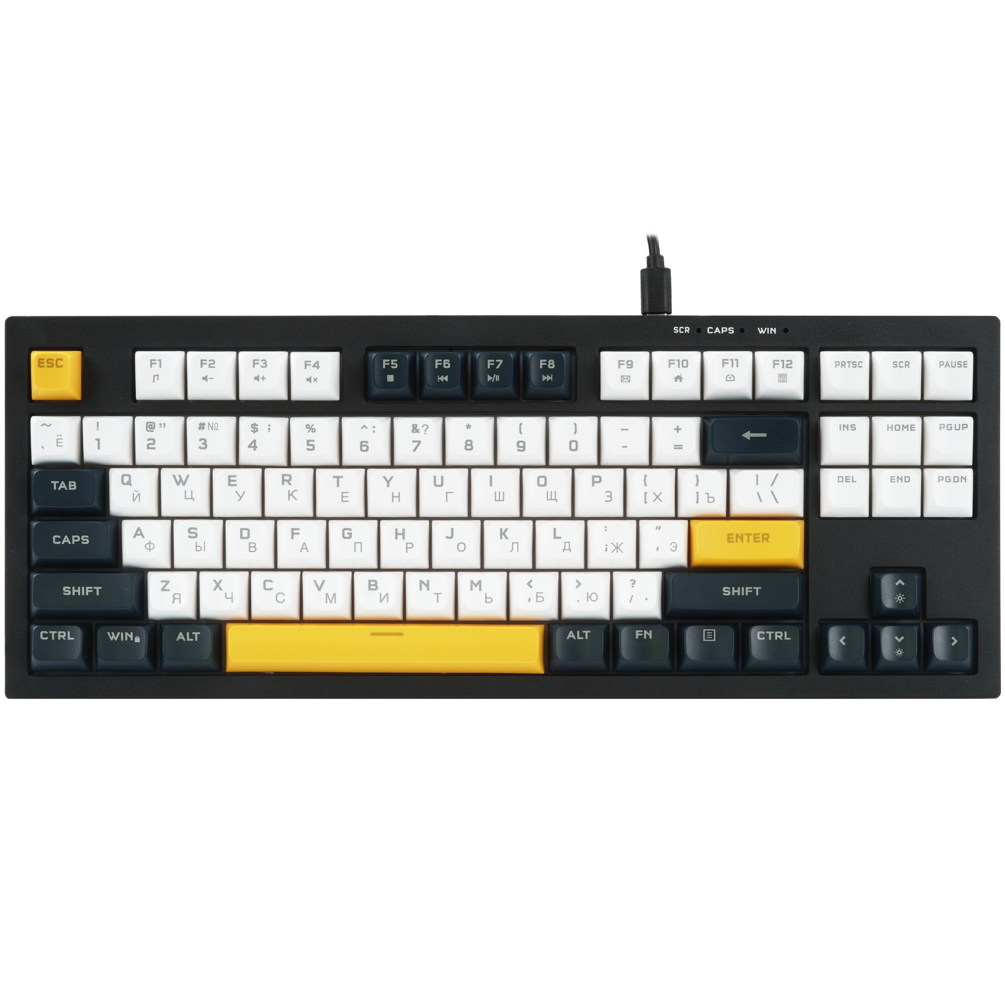 Клавиатура проводная Ritmix RKB-587BL синий-белый-оранжевый