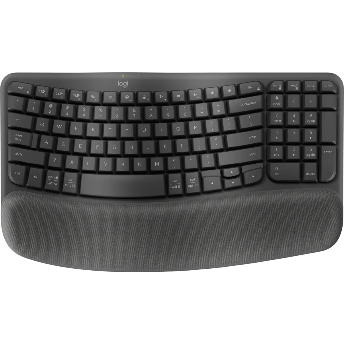 Клавиатура Logitech Wave Keys графитовый USB беспроводная BT/Radio slim Ergo LED (подставка для запя
