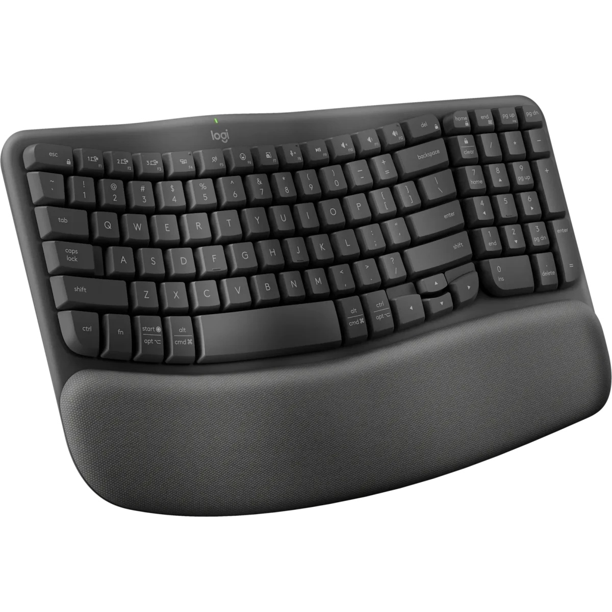 Клавиатура Logitech Wave Keys графитовый USB беспроводная BT/Radio slim Ergo LED (подставка для запя